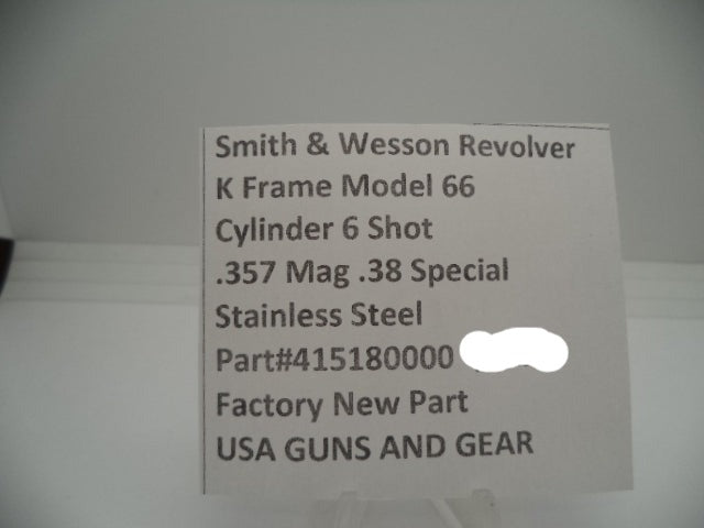 Smith & Wesson K Frame Model 66-8 & Up 6 Shot Cylinder .357 Magnum .38 Special Stainless Steel (New Style) - 415180000