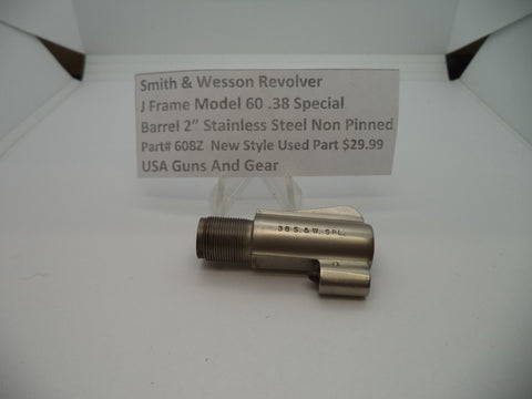 608Z Smith & Wesson J Frame Model 60 .38 Special 2" Barrel Non-Pinned Used