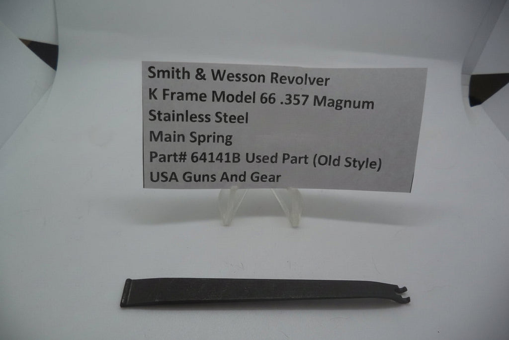 Smith & Wesson revolver main spring on a white background with product details on a label.