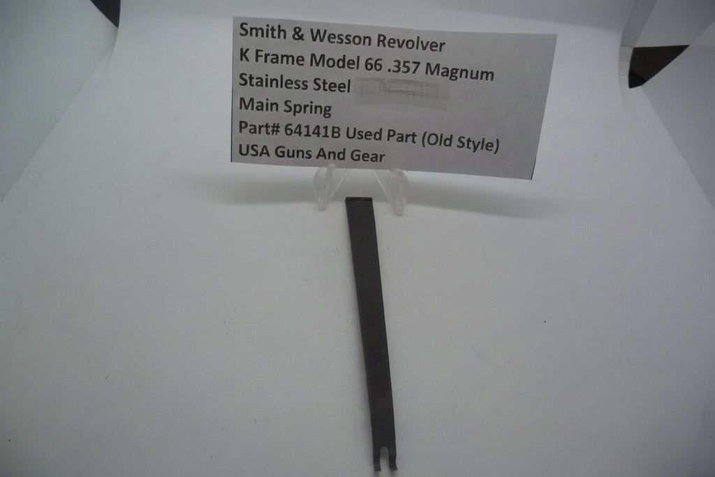 Smith & Wesson revolver main spring with a label on a white background