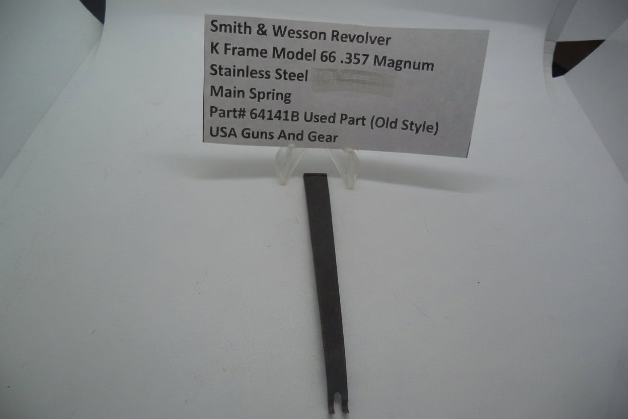 Smith & Wesson revolver main spring with a label on a white background