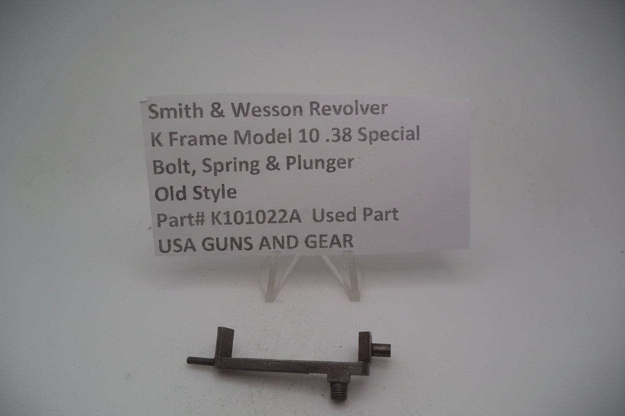Smith and Wesson Revolver K Frame Model 10 .38 Special ctg. Bolt, Spring & Plunger Used K101022A