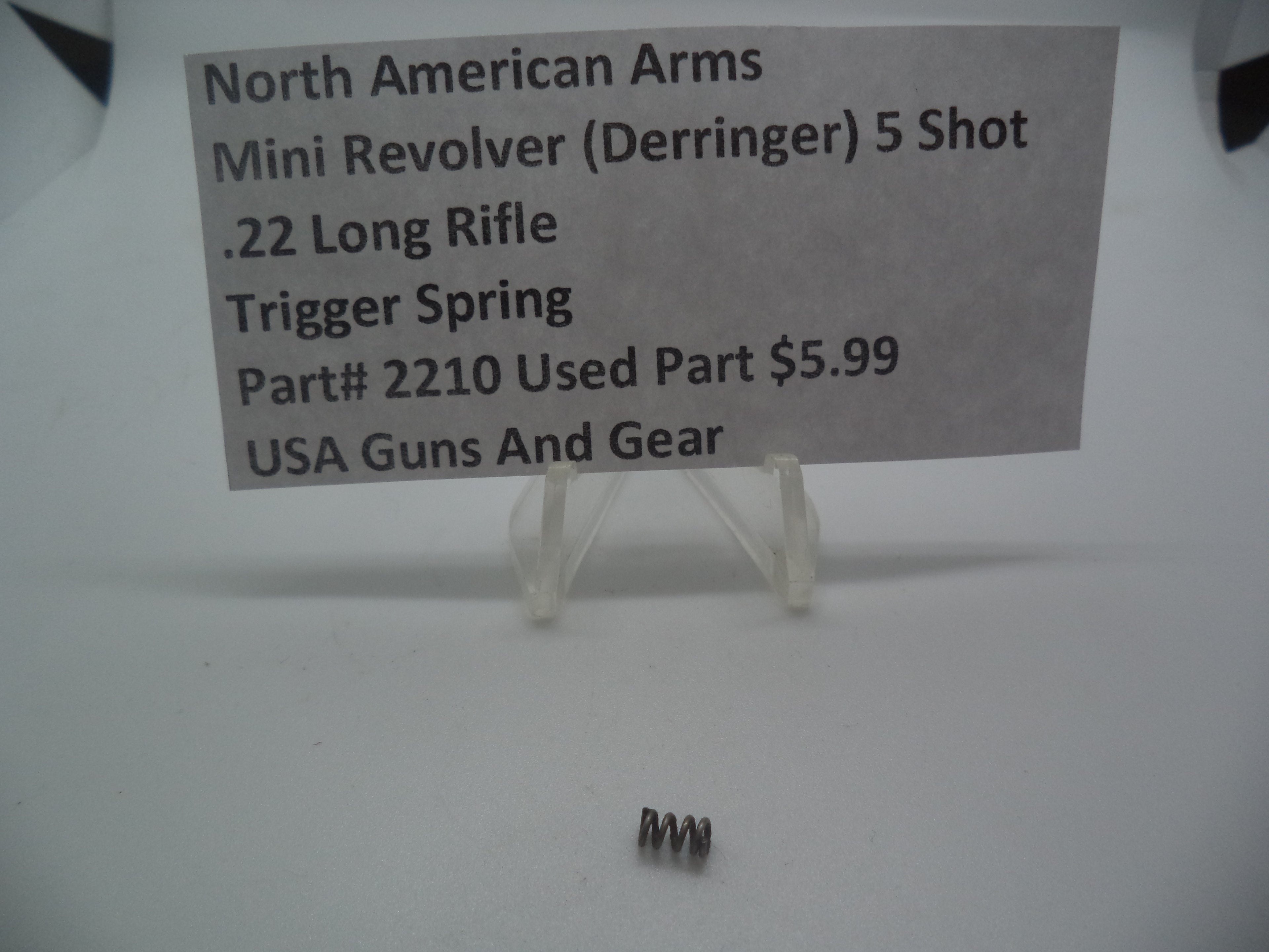 2210 North American Arms Mini Revolver 5 Shot Trigger Spring (Used Part) .22 Long Rifle