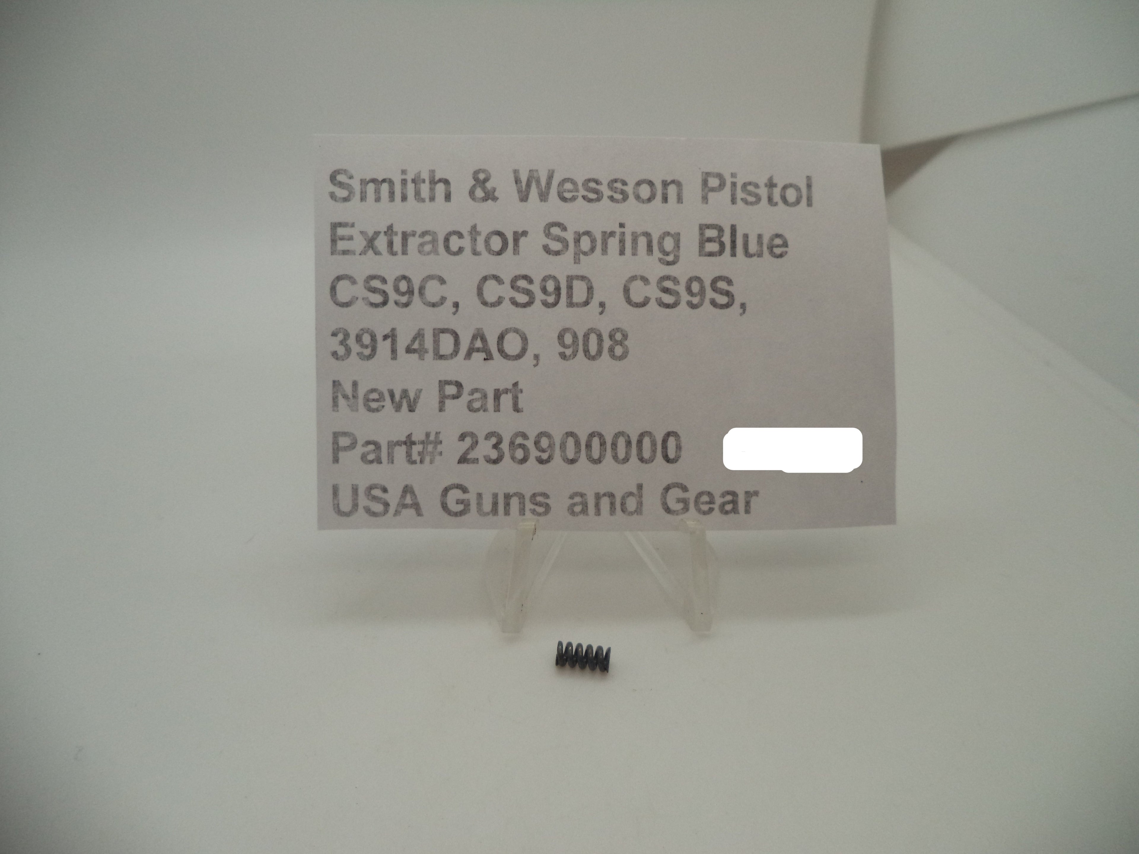 S&W Extractor Spring 236900000 - Model 908 3914DAO CS9 Series