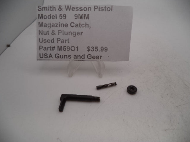 M59O1 Smith & Wesson Pistol Model 59 9MM Magazine Catch, Nut & Plunger Used