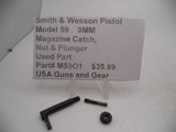 M59O1 Smith & Wesson Pistol Model 59 9MM Magazine Catch, Nut & Plunger Used