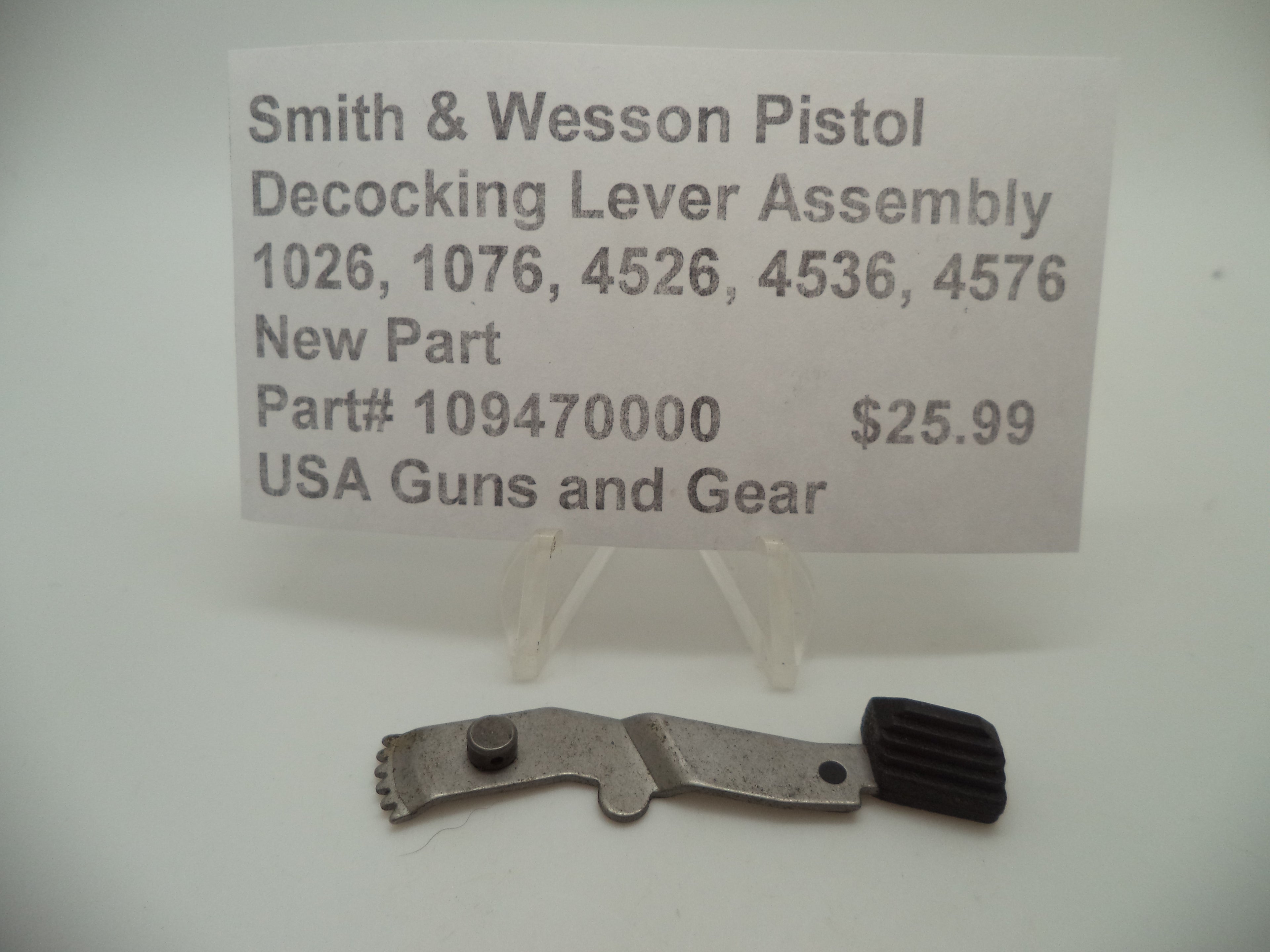 Smith & Wesson Models 1026, 1076, 4526, 4536, 4576 Decocking Lever Factory OEM 109470000
