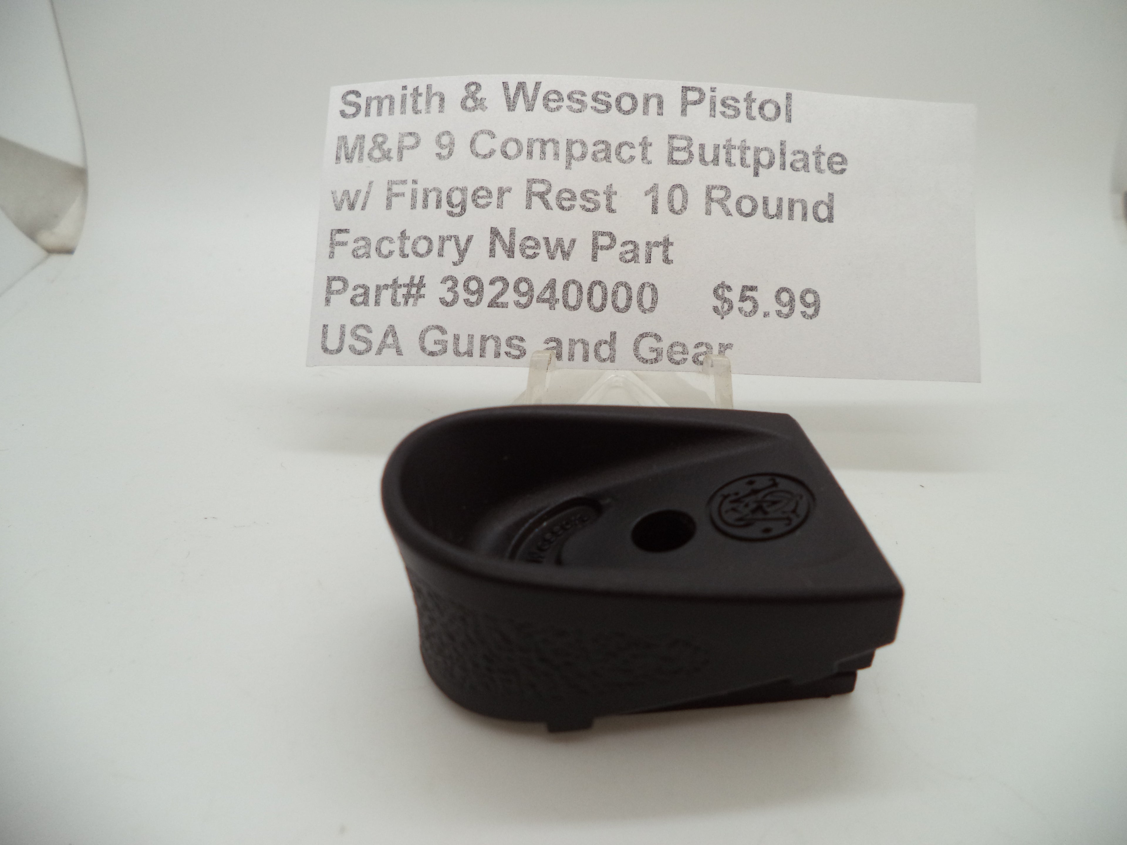Smith & Wesson M&P9 Compact Magazine Buttplate with Finger Rest - 10 Round - Factory OEM