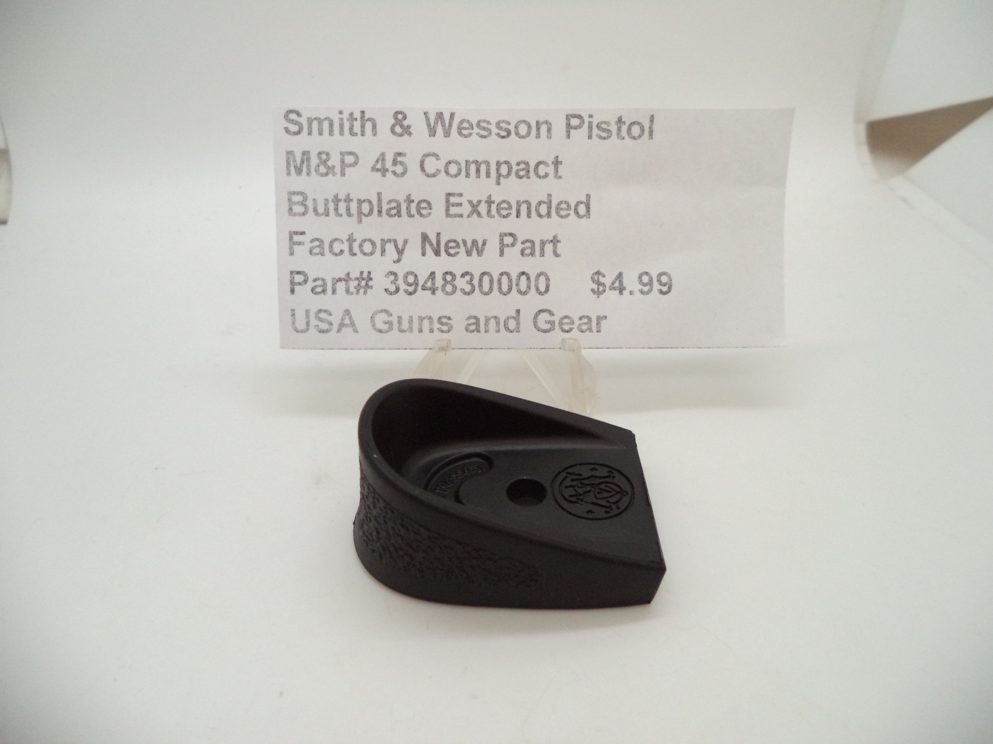 S&W M&P 45 Compact Magazine Buttplate Extended - Factory OEM 394830000