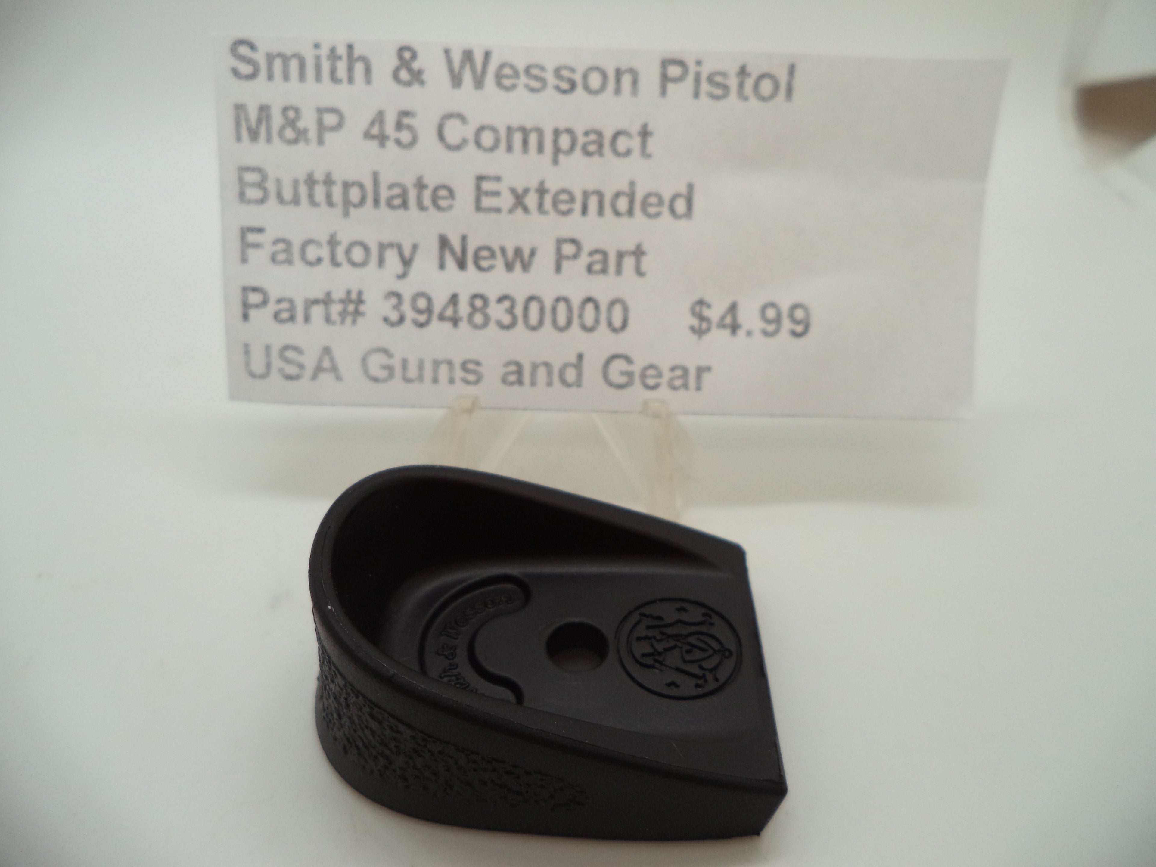 S&W M&P 45 Compact Magazine Buttplate Extended - Factory OEM 394830000