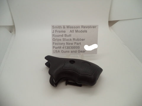 413030000 Smith & Wesson J Frame All Models Black Rubber Grips Round Butt