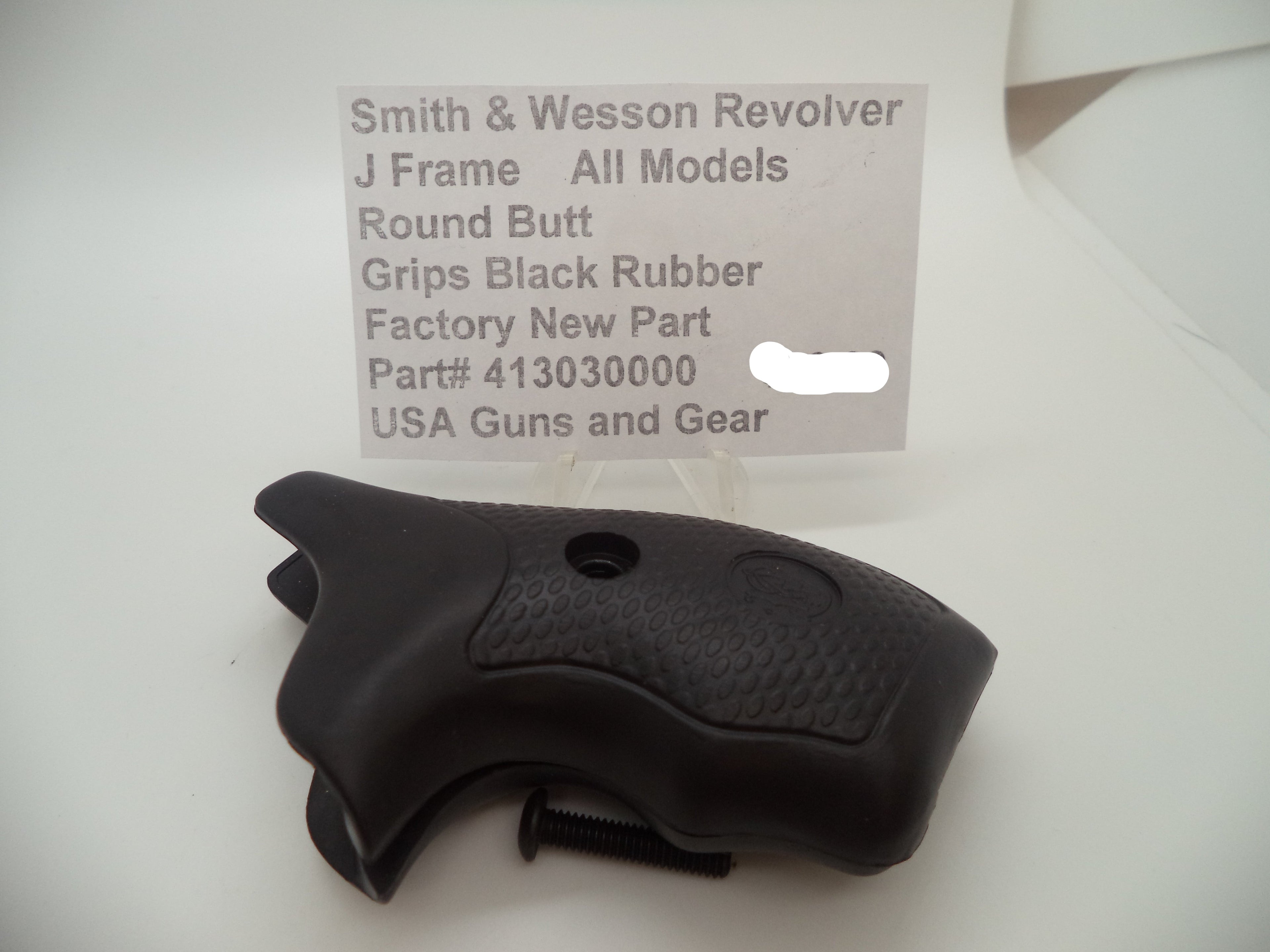 413030000 Smith & Wesson J Frame All Models Black Rubber Grips Round Butt