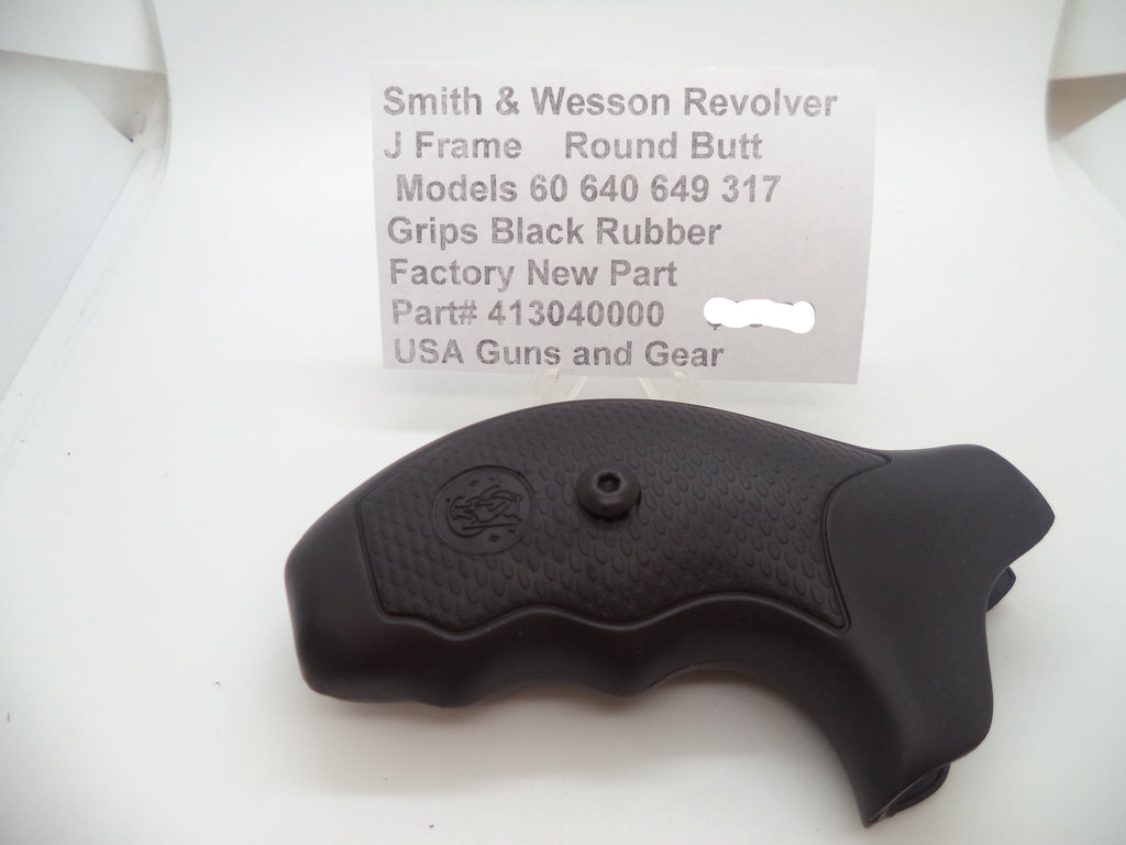 413040000 S&W J Frame All Models Black Rubber Grips Round Butt