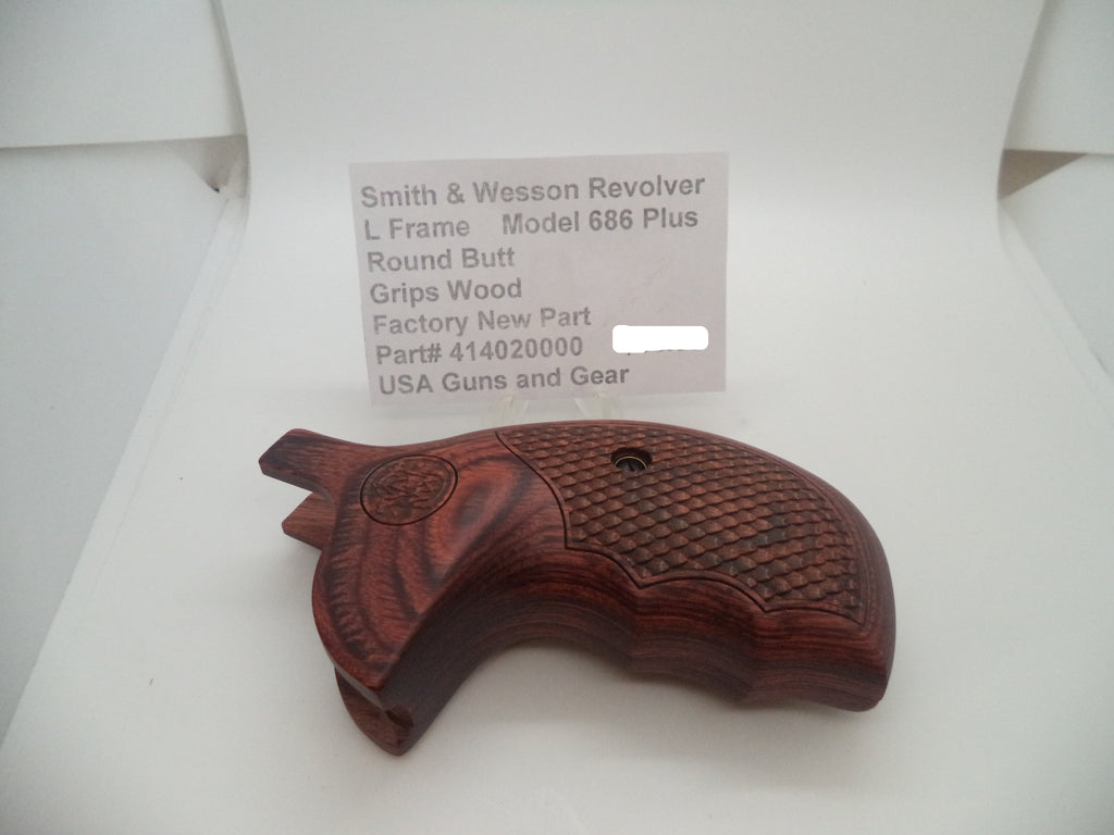 Smith & Wesson L Frame 686 Wood Grips - Round Butt | OEM Part 414020000