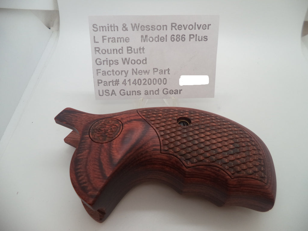 Smith & Wesson L Frame 686 Wood Grips - Round Butt | OEM Part 414020000