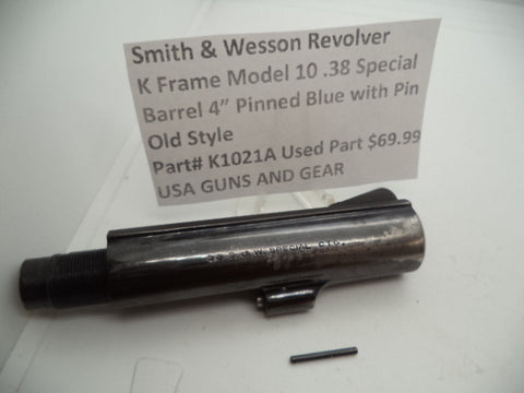 K1021A Smith and Wesson Revolver K Frame Model 10 .38 Special 4" Pinned Barrel Blue