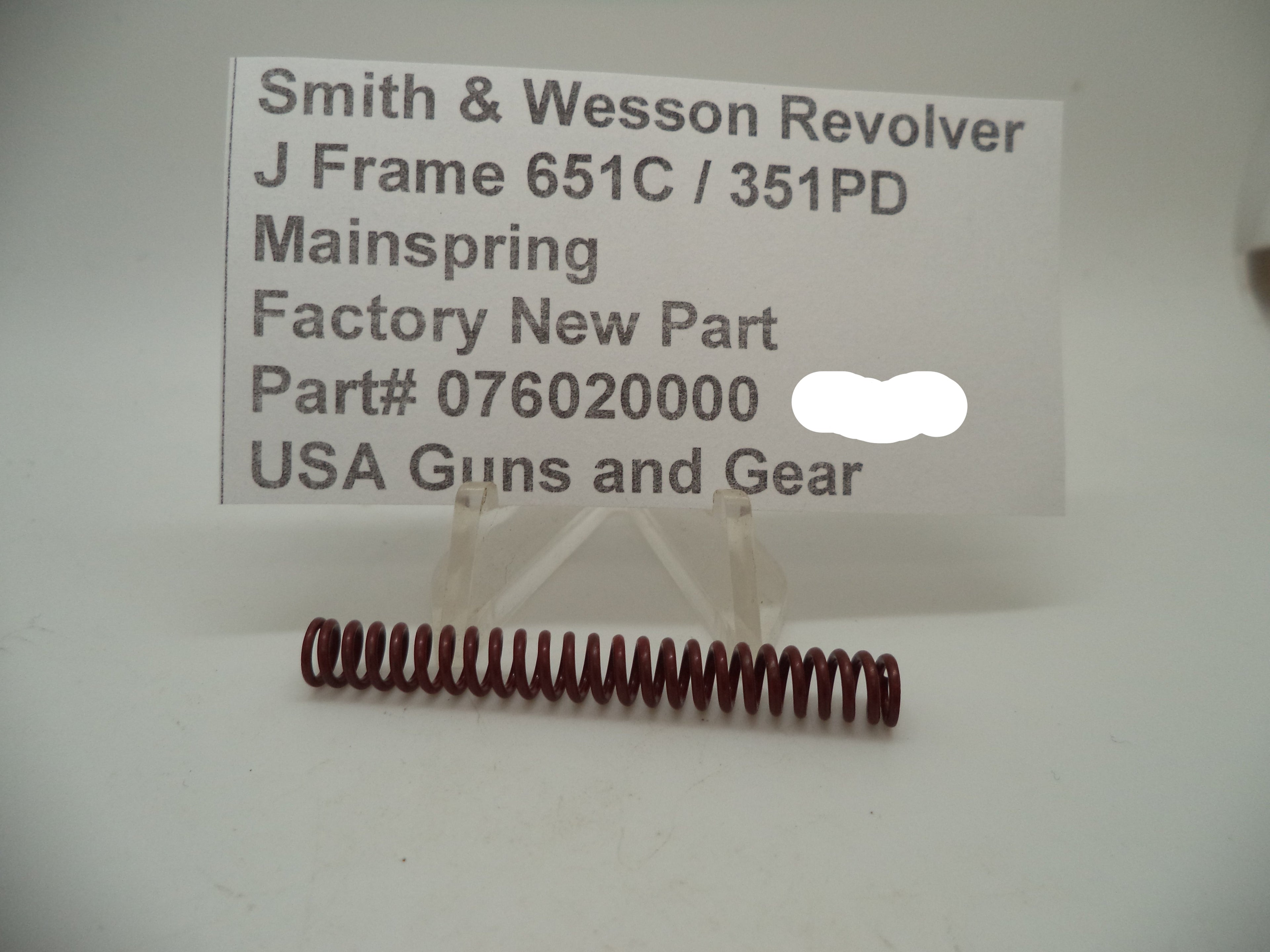 S&W J Frame Model 651C / 351PD Mainspring 076020000