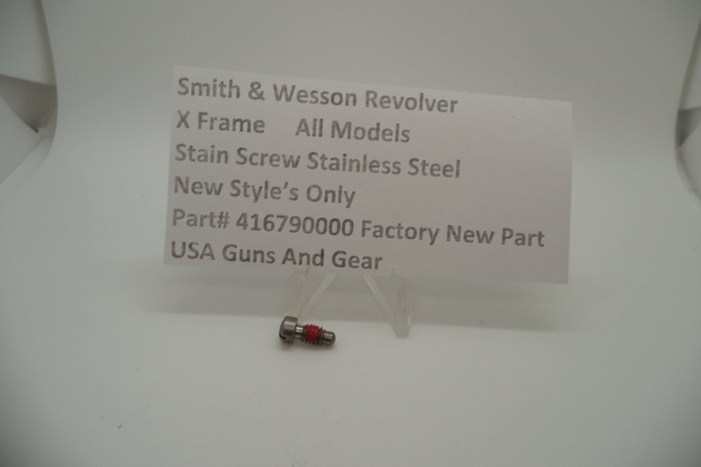 Smith & Wesson X Frame All Models Stainless Steel Strain Screw, displayed on a white background with product information.