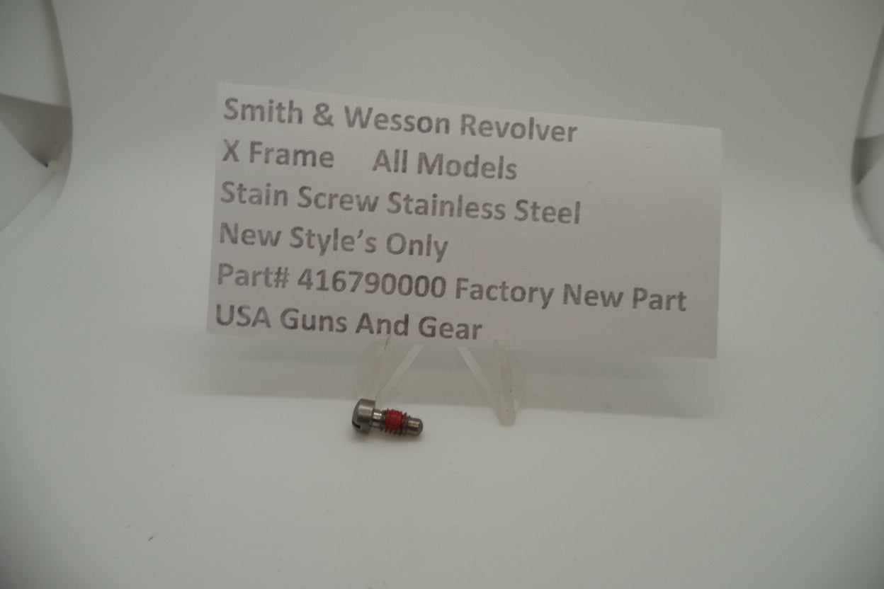 Smith & Wesson X Frame All Models Stainless Steel Strain Screw, displayed on a white background with product information.