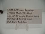 J714 Smith & Wesson Used J Frame Model 38 Airweight  Blued Pinned Barrel 1 13/16