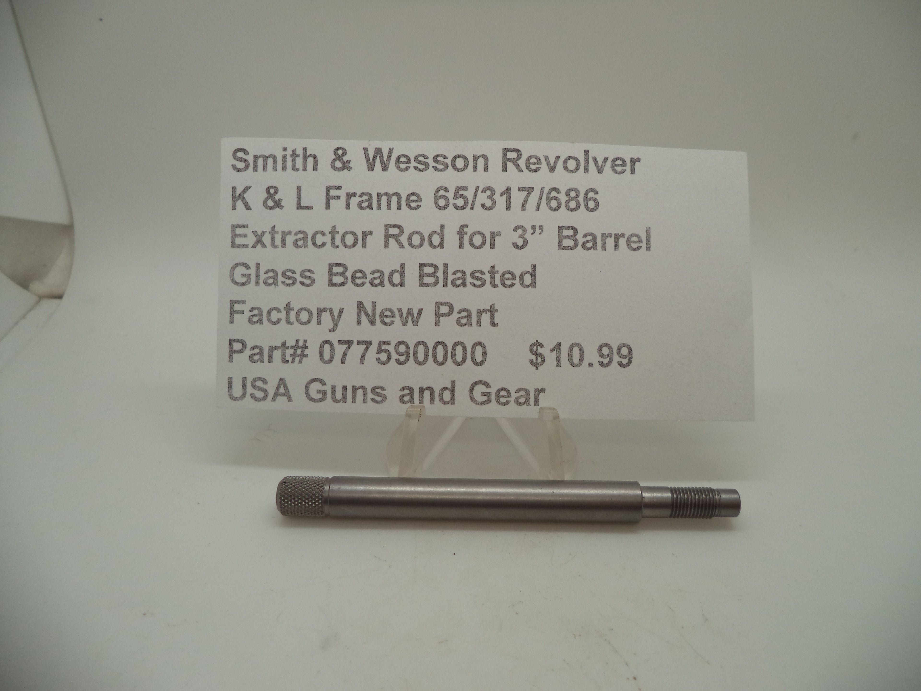 Smith & Wesson K & L Frame Revolver Extractor Rod 3" Barrel & Up 077590000