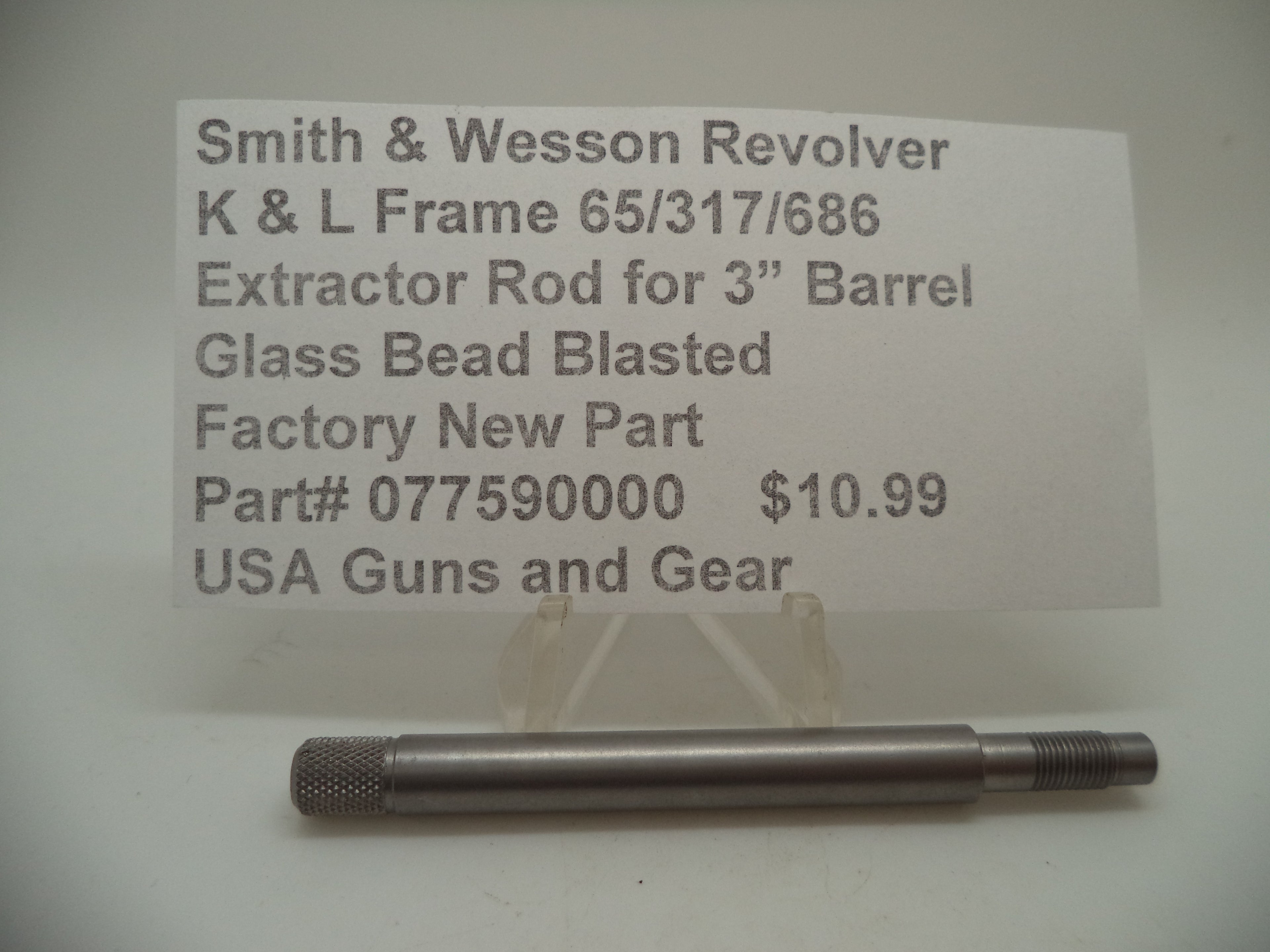 Smith & Wesson K & L Frame Revolver Extractor Rod 3" Barrel & Up 077590000