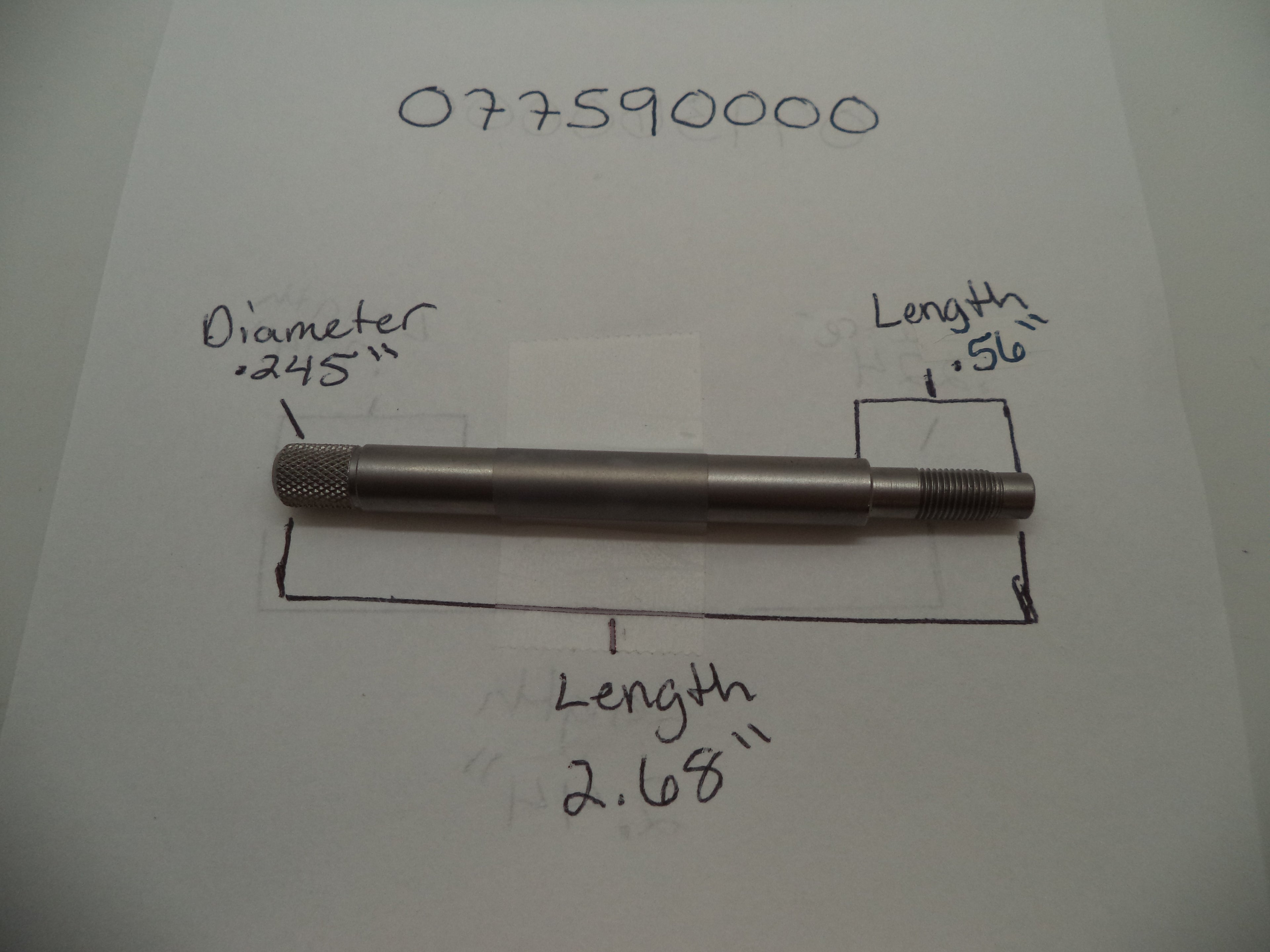 Smith & Wesson K & L Frame Revolver Extractor Rod 3" Barrel & Up 077590000