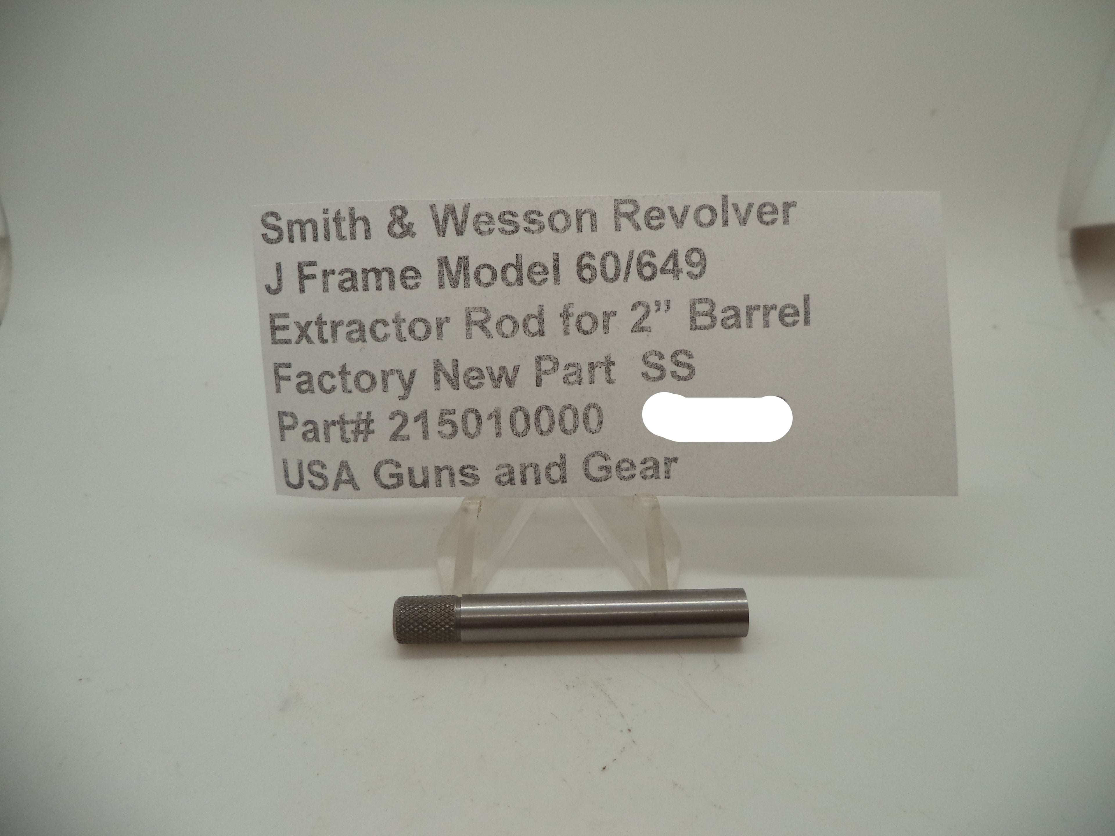 Smith & Wesson J Frame Extractor Rod Stainless Steel Models 60-9 & 649-3 - 215010000