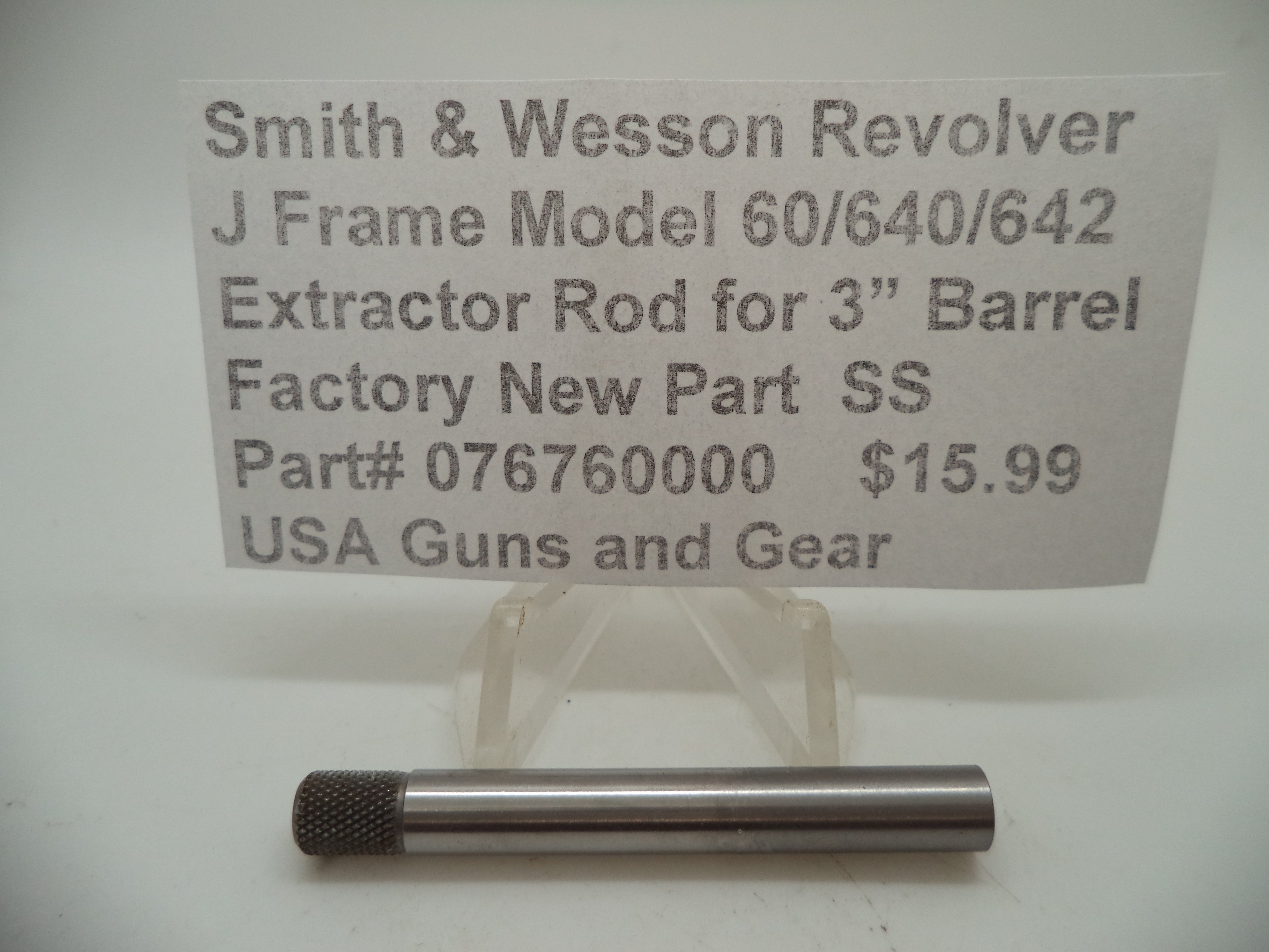 Smith & Wesson J Frame 60-2 640 642 Extractor Rod For a 3" Barrel 076760000