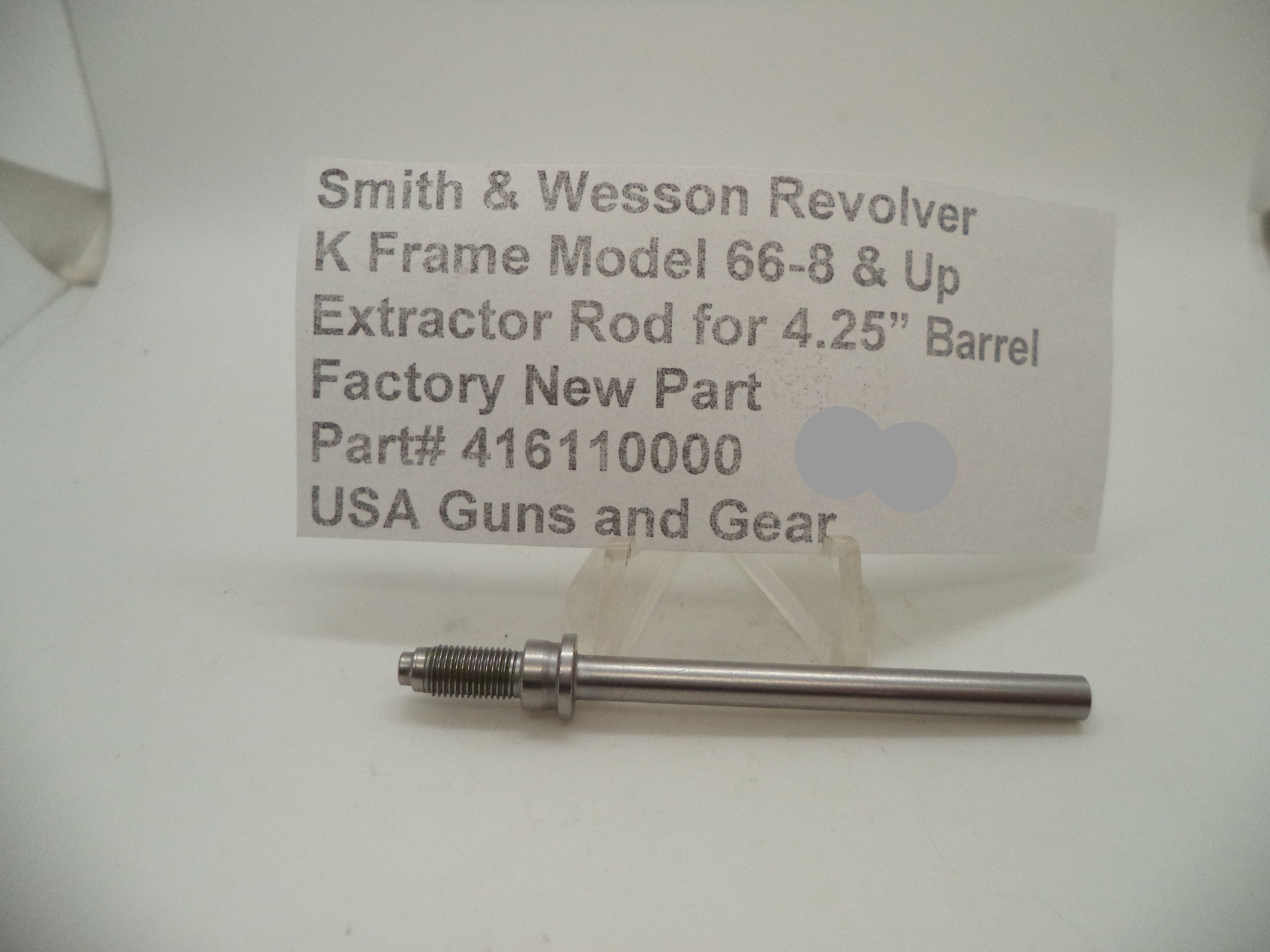 Smith & Wesson K Frame Model 66-8 & Up Extractor Rod Stainless Steel 4.25" Barrel (Left Hand Thread) - 416110000