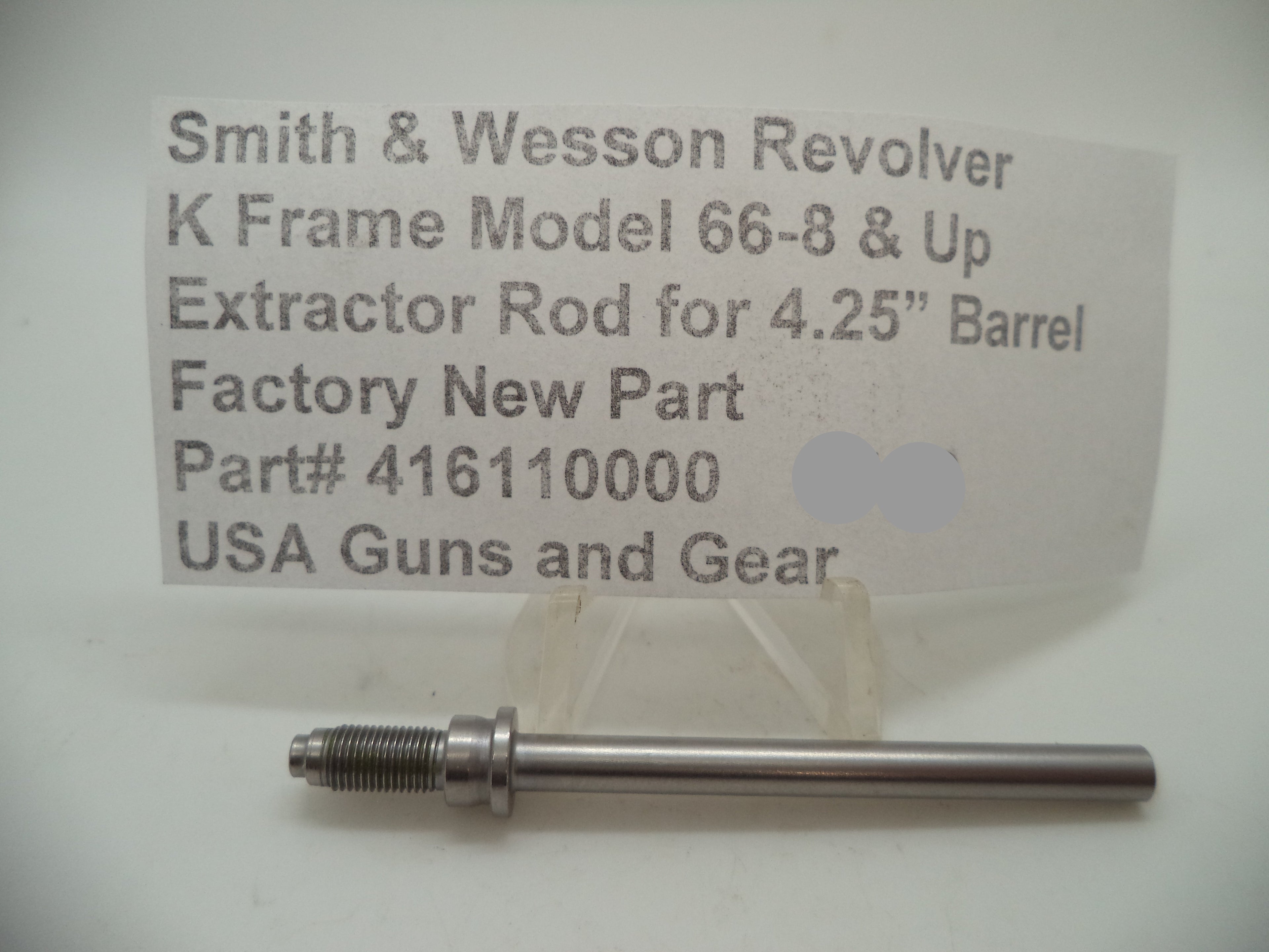 Smith & Wesson K Frame Model 66-8 & Up Extractor Rod Stainless Steel 4.25" Barrel (Left Hand Thread) - 416110000