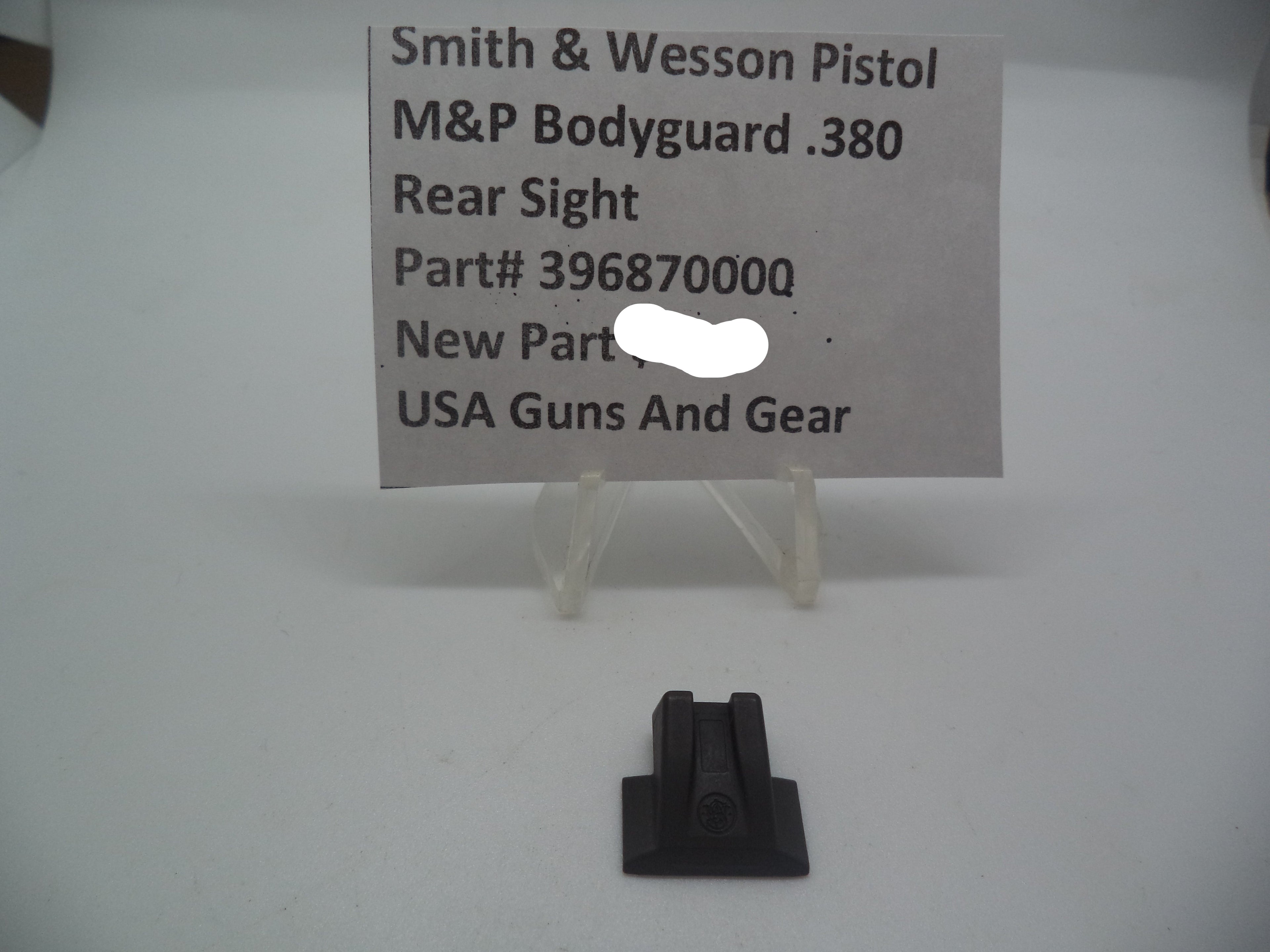 Smith & Wesson M&P Bodyguard 380 Rear Sight Black Steel New 396870000