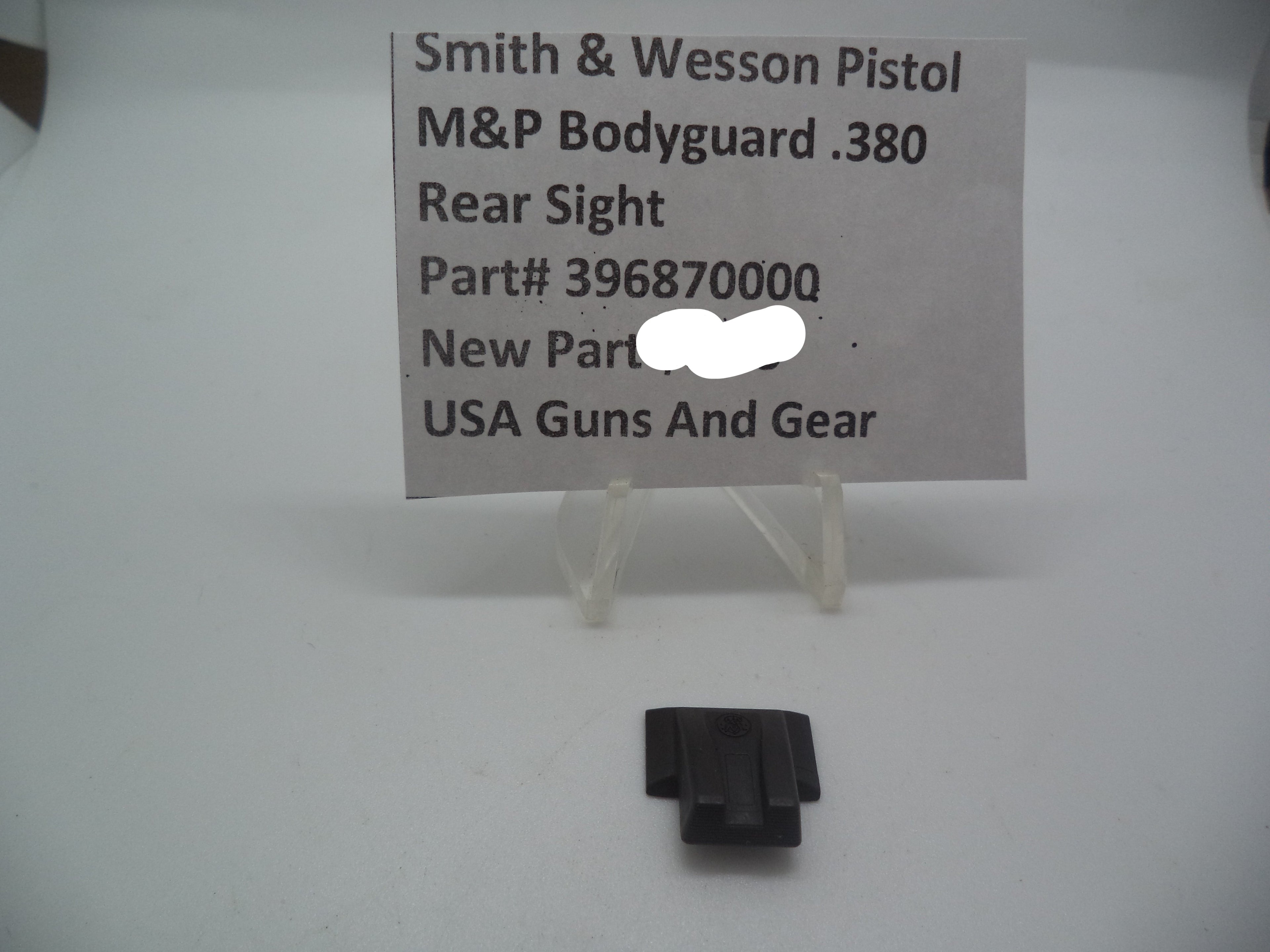Smith & Wesson M&P Bodyguard 380 Rear Sight Black Steel New 396870000