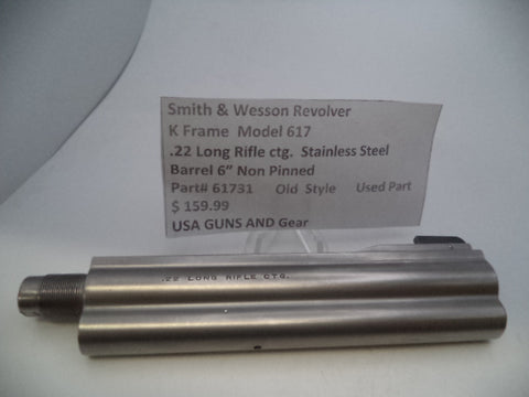 61731 Smith & Wesson K Frame Model 617 Barrel 6" Non-Pinned .22 Long Rifle ctg.