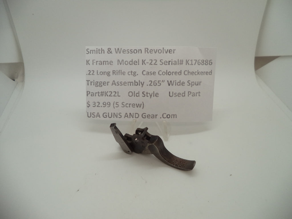 K22LA Smith & Wesson K Frame Model K22 Trigger .265" Wide .22 Long Rifle