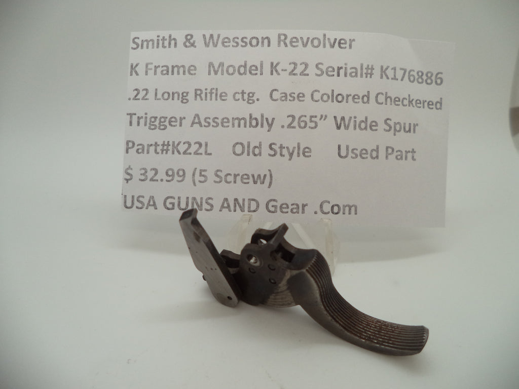K22LA Smith & Wesson K Frame Model K22 Trigger .265" Wide .22 Long Rifle