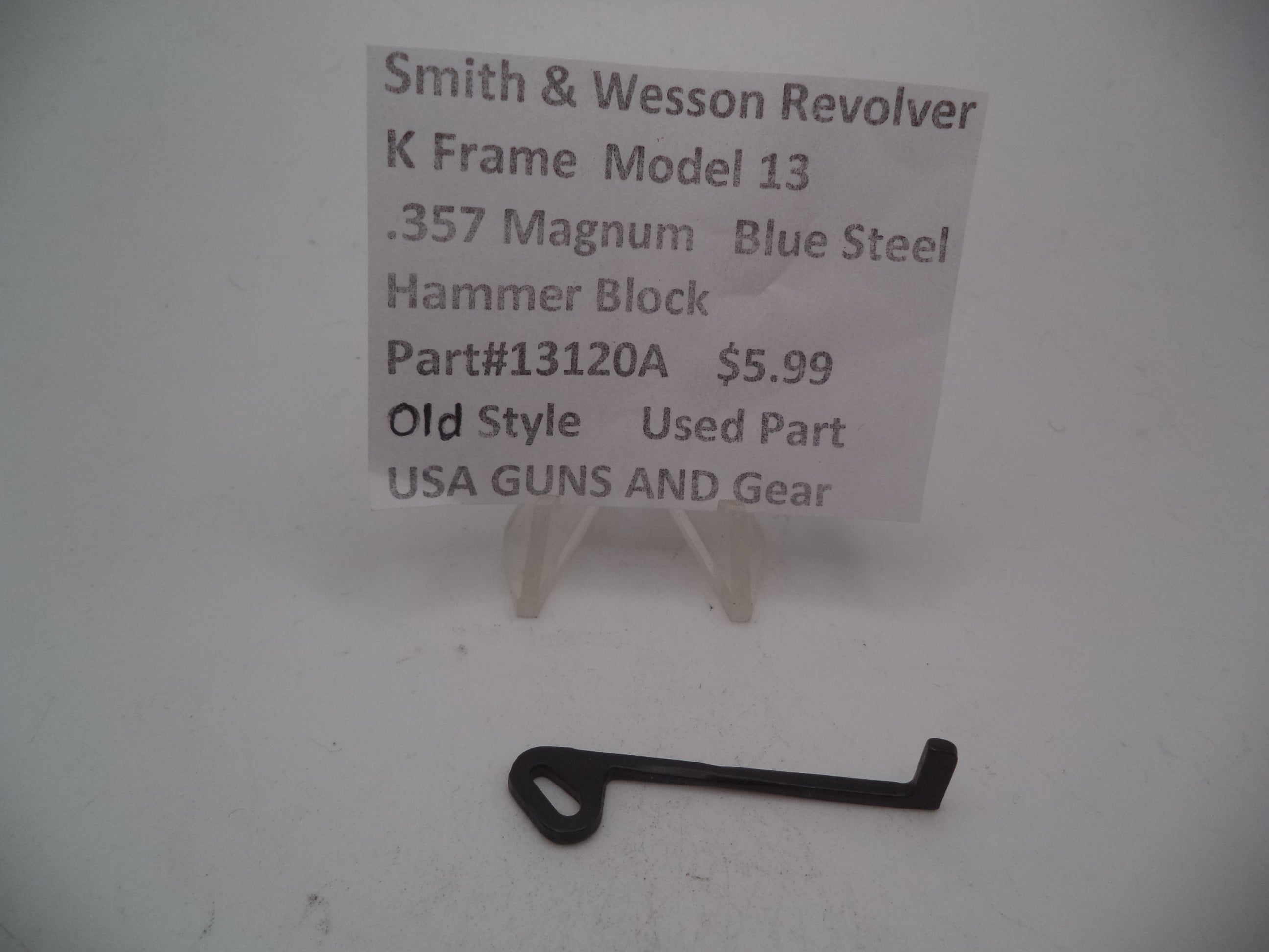 13120A Smith and Wesson K Frame Model 13 Hammer Block Used 357 Magnum