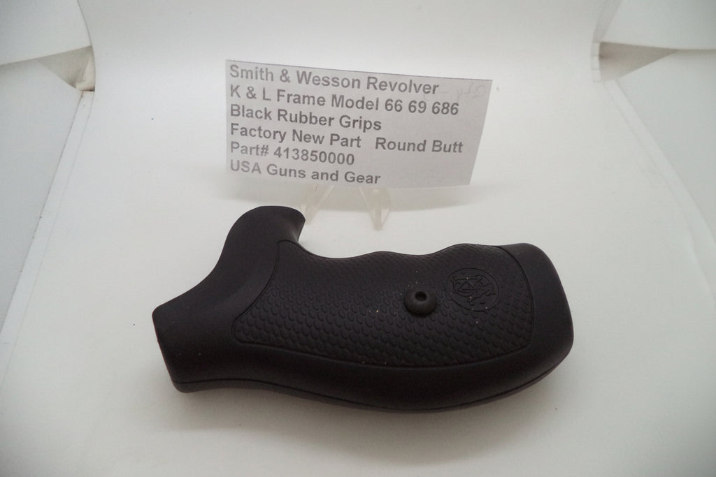 Smith & Wesson K/L Frame Black Rubber Target Grips Round Butt with Hardware - 413850000