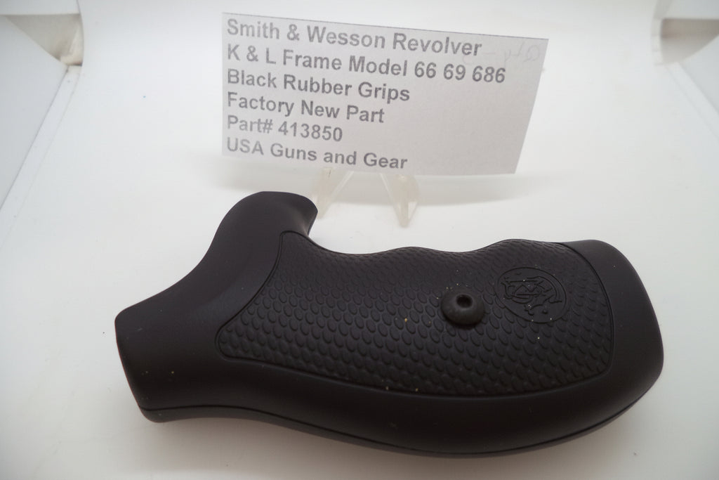 Smith & Wesson K/L Frame Black Rubber Target Grips Round Butt with Hardware - 413850000