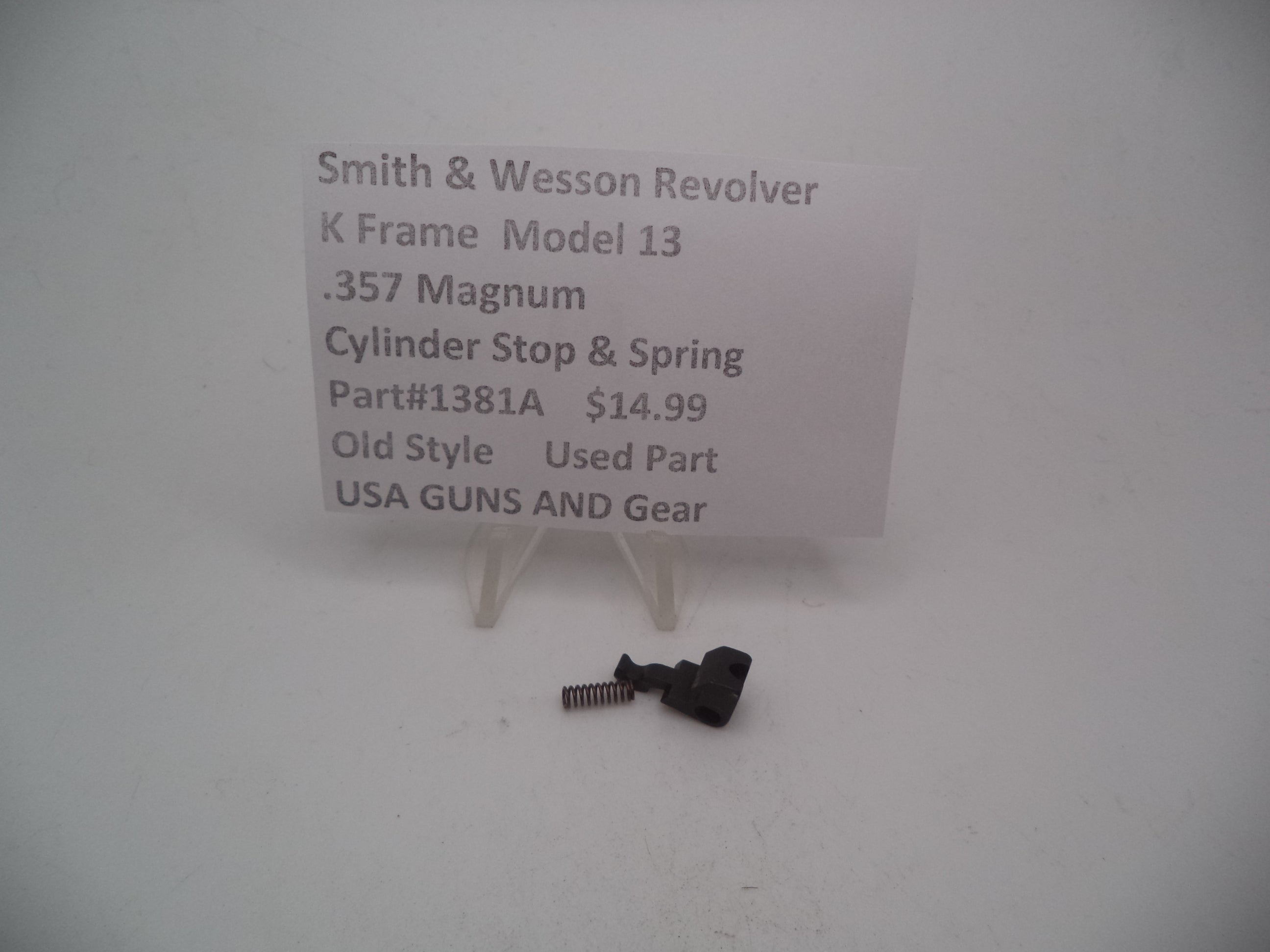 1381A Smith and Wesson K Frame Model 13 Cylinder Stop & Spring Used 357 Magnum