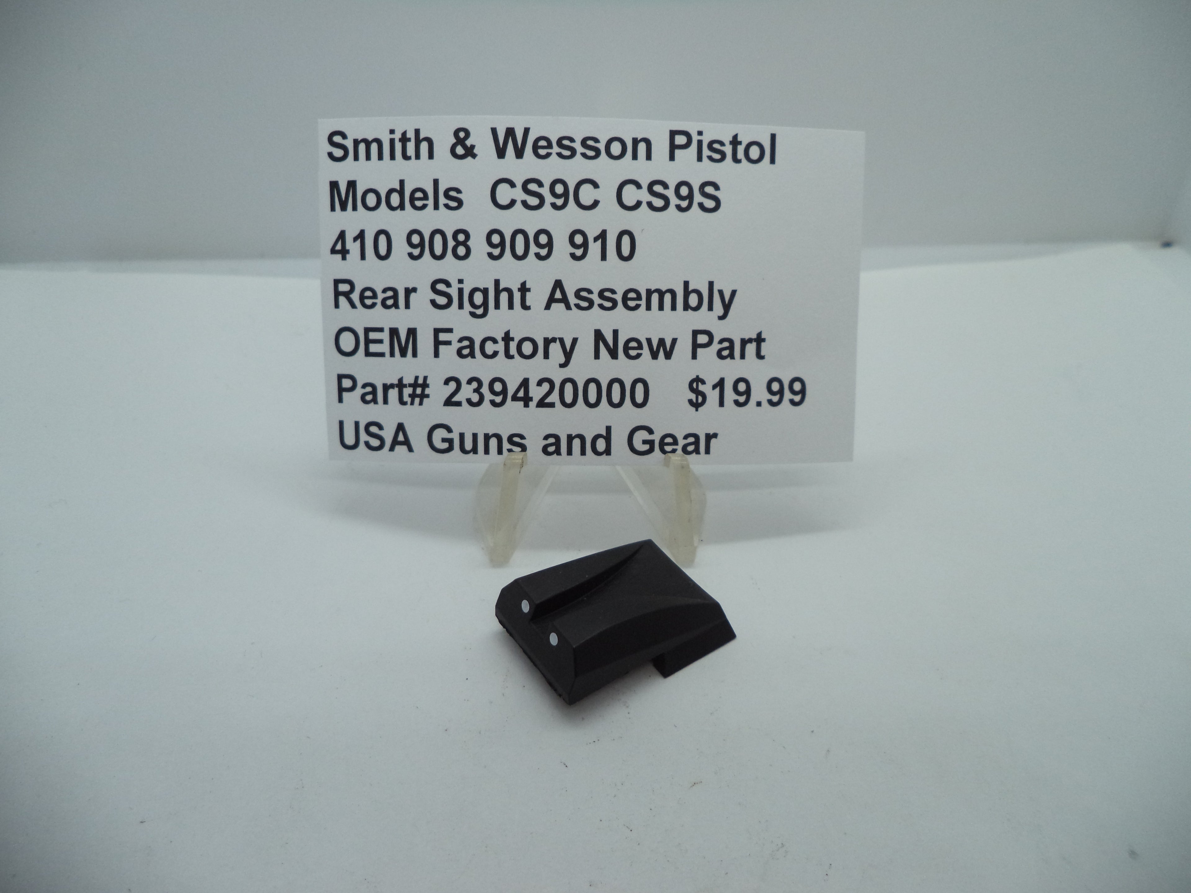Smith & Wesson Rear Sight Assembly - CS9 410 908 909 910 | OEM Part 239420000