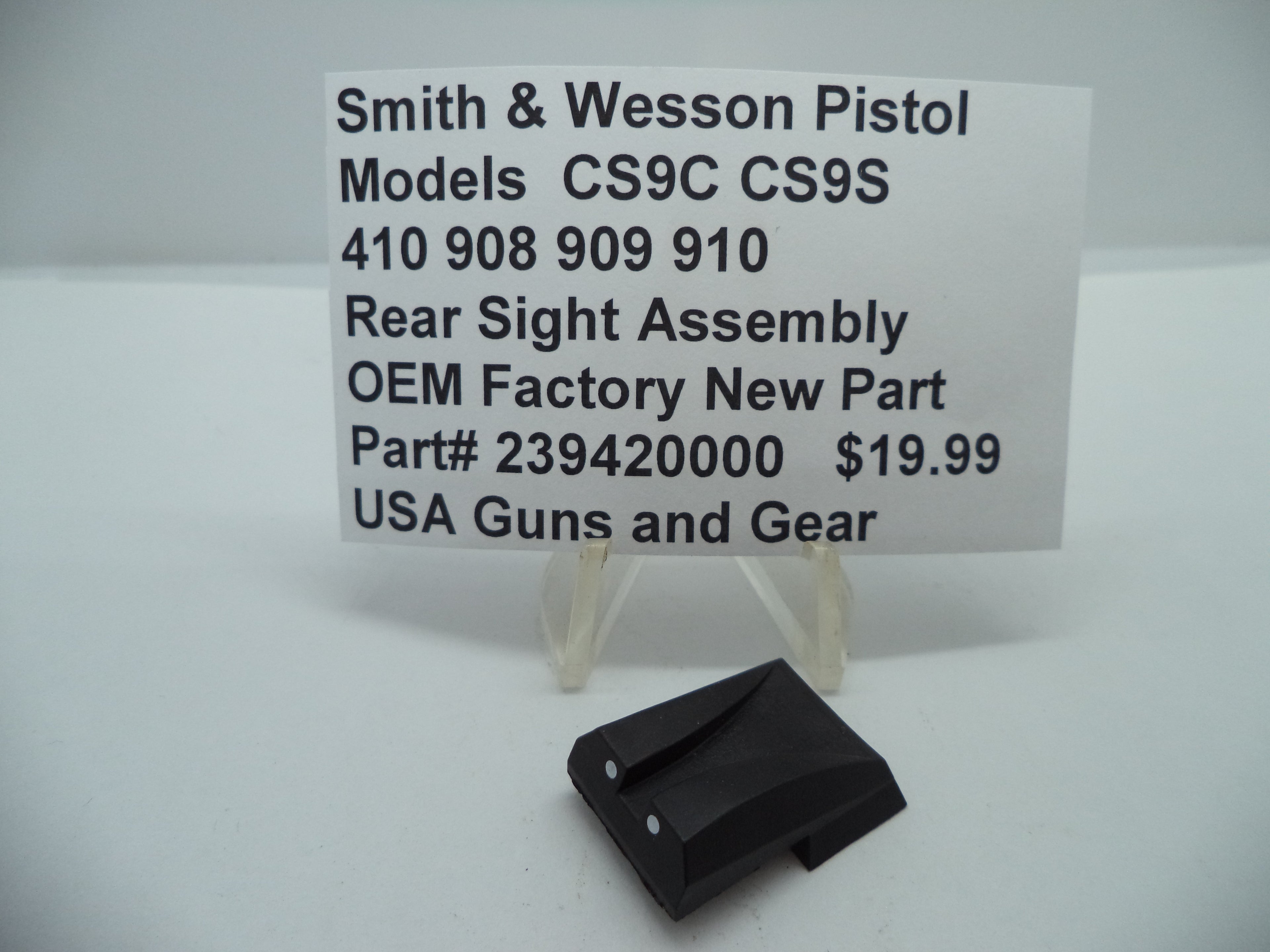 Smith & Wesson Rear Sight Assembly - CS9 410 908 909 910 | OEM Part 239420000
