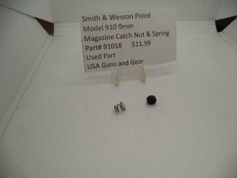 91018 Smith & Wesson Model 910 9mm  Magazine Catch Nut & Spring  Used Part