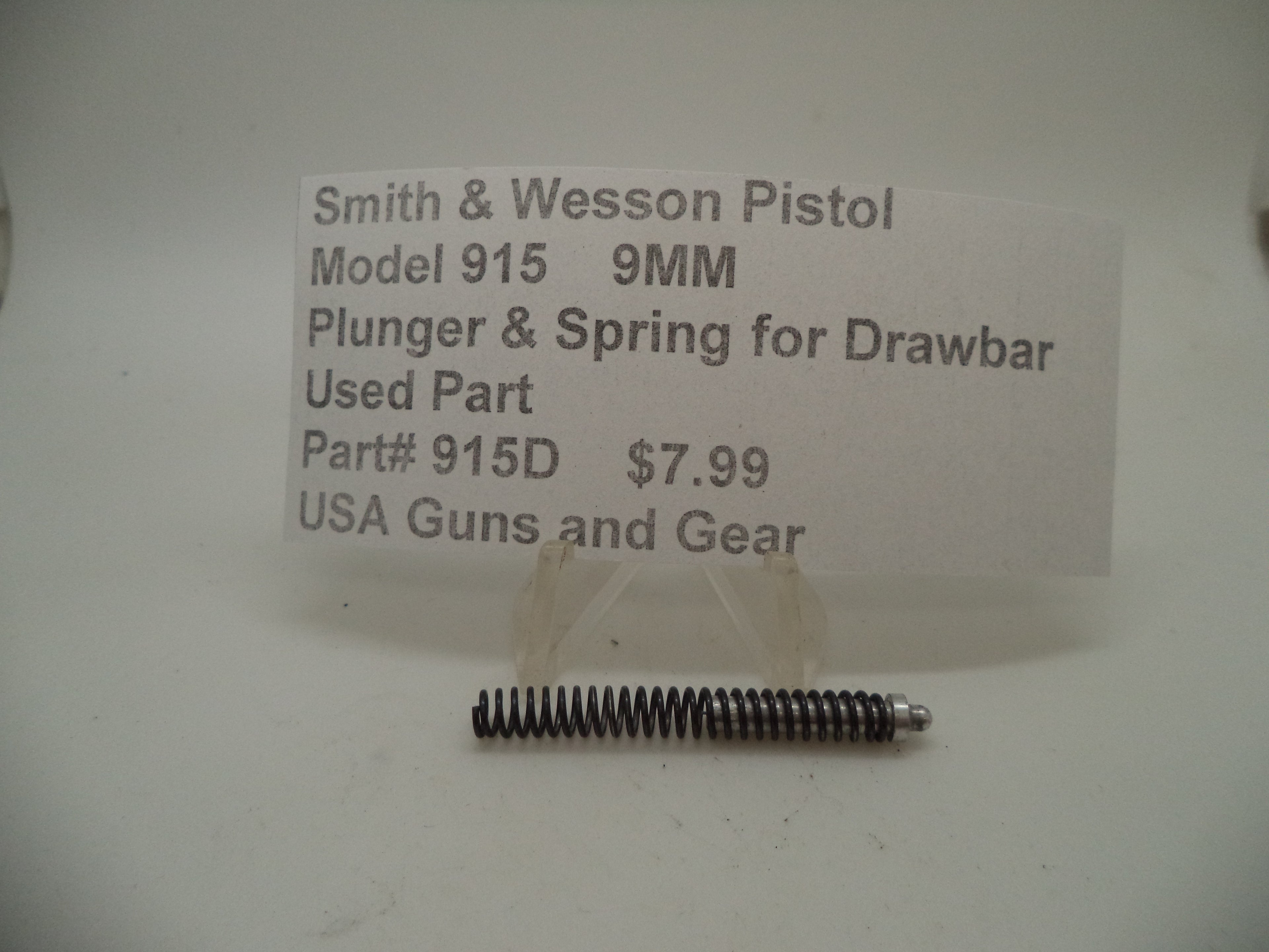 S&W Model 915 Draw Bar Plunger & Spring 915D - 9mm Used Part