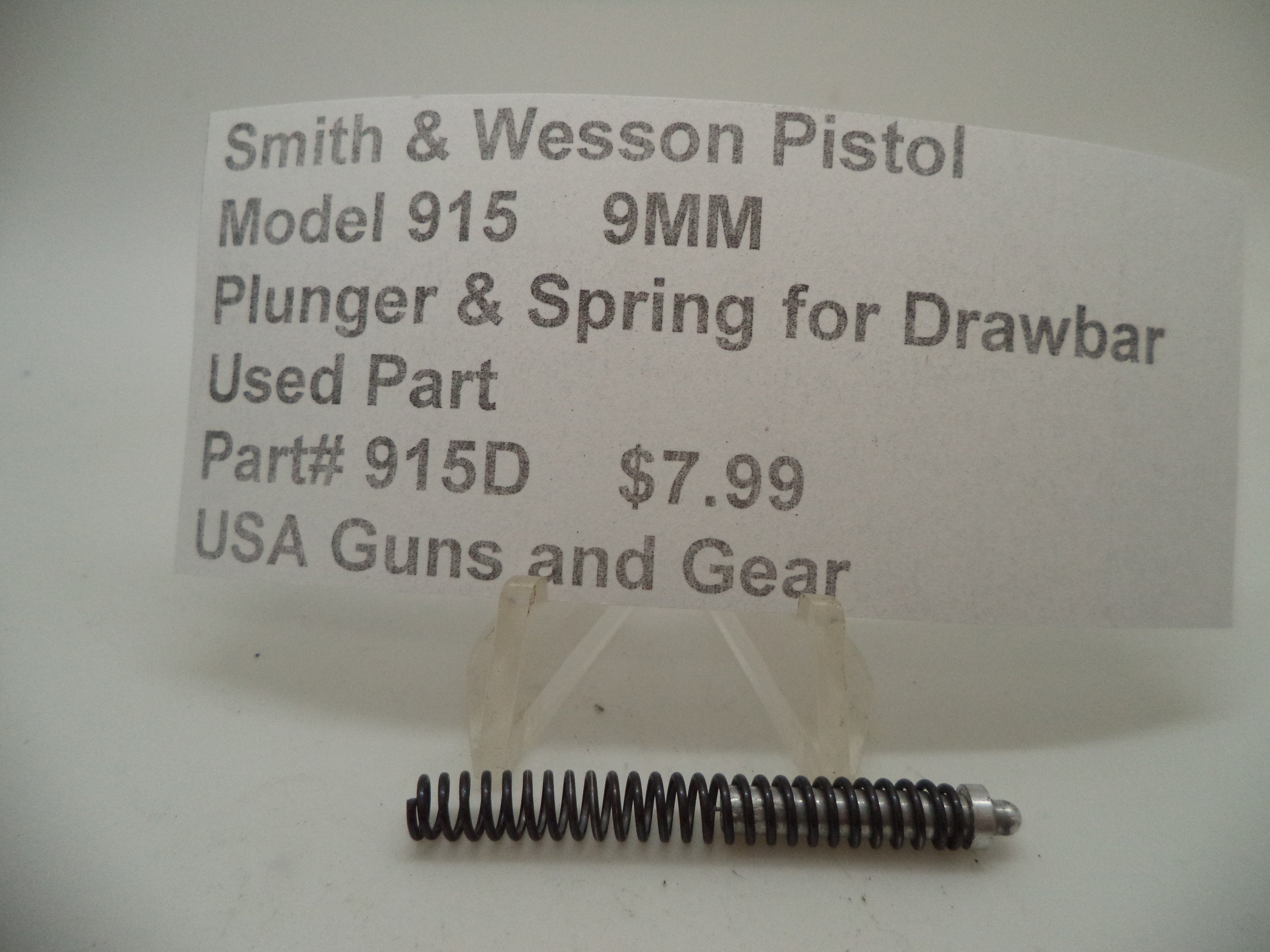 S&W Model 915 Draw Bar Plunger & Spring 915D - 9mm Used Part