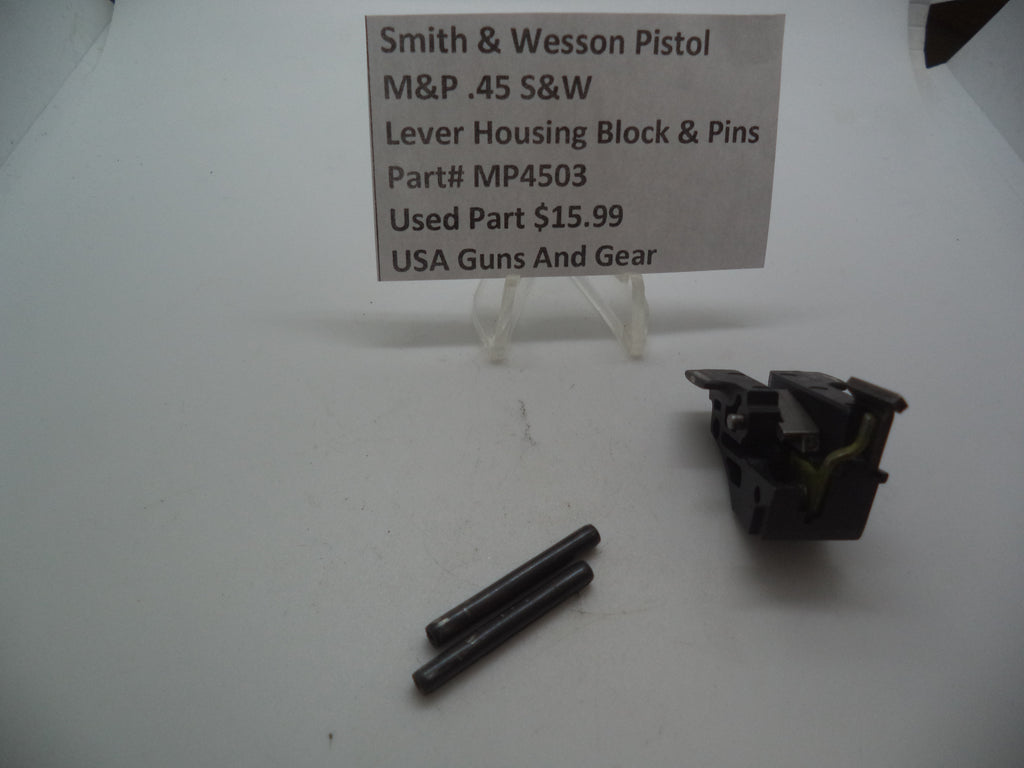 MP4503 Smith & Wesson Pistol M&P 45 Lever Housing Block and Pins Used Part .45 S&W