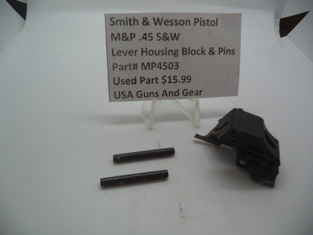 MP4503 Smith & Wesson Pistol M&P 45 Lever Housing Block and Pins Used Part .45 S&W