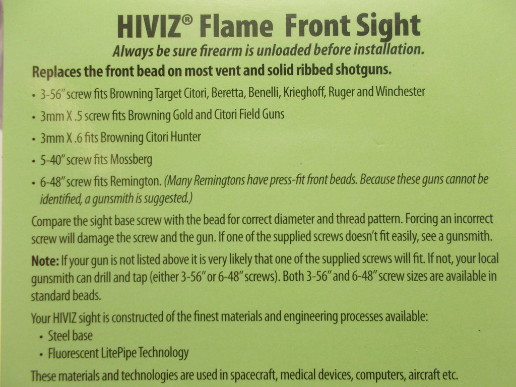 HiViz Flame Front Sight - Red Fiber Optic Bead Replacement for Ribbed Shotguns - Part FL2005-R