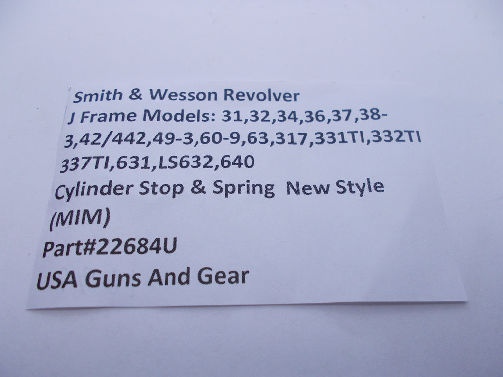22684U Smith & Wesson J Frame Revolver Cylinder Stop & Spring New Style (MIM)