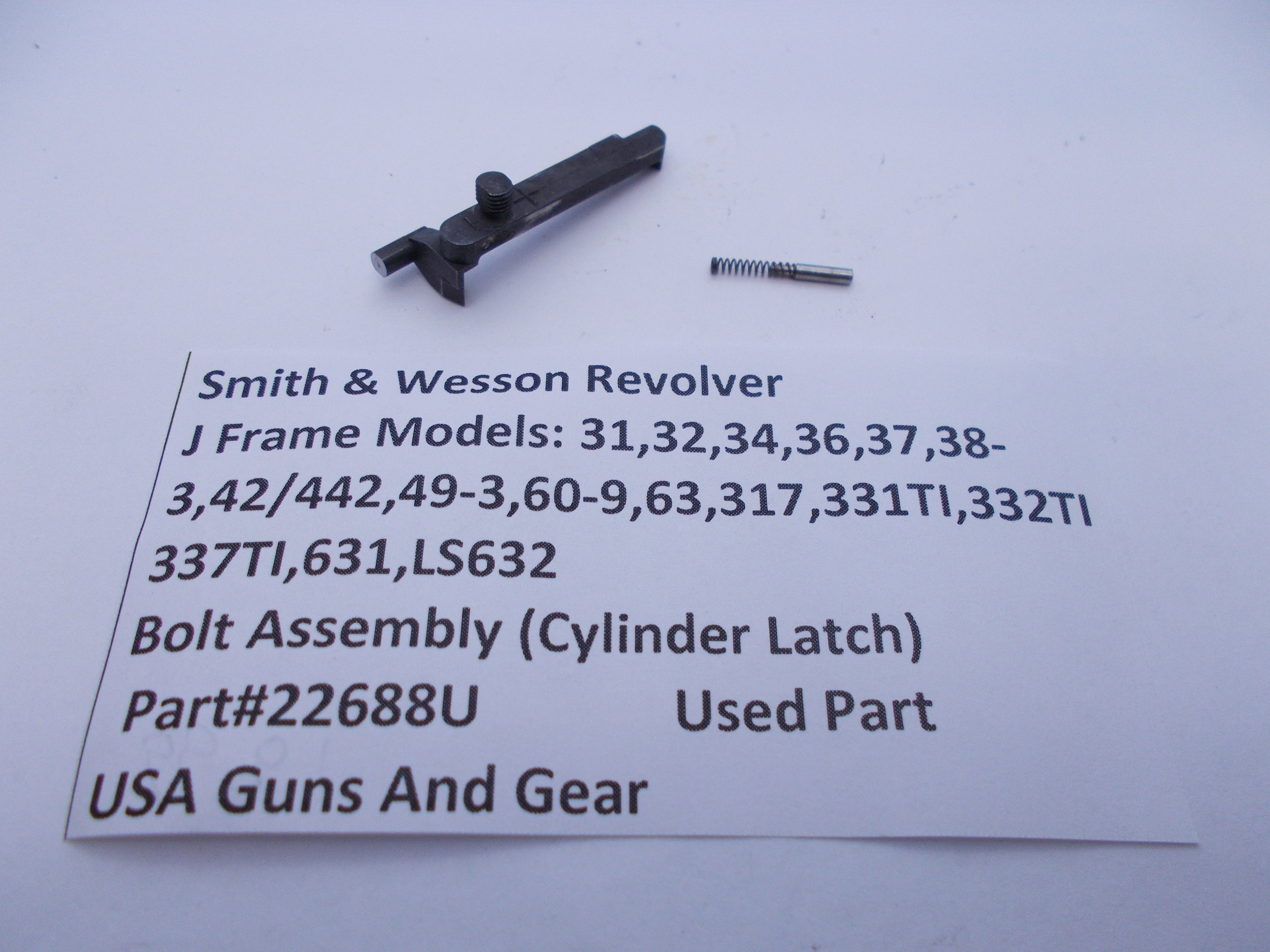 22688U Smith & Wesson Used J Frame Multi Models Bolt Assembly (Cylinder Latch)